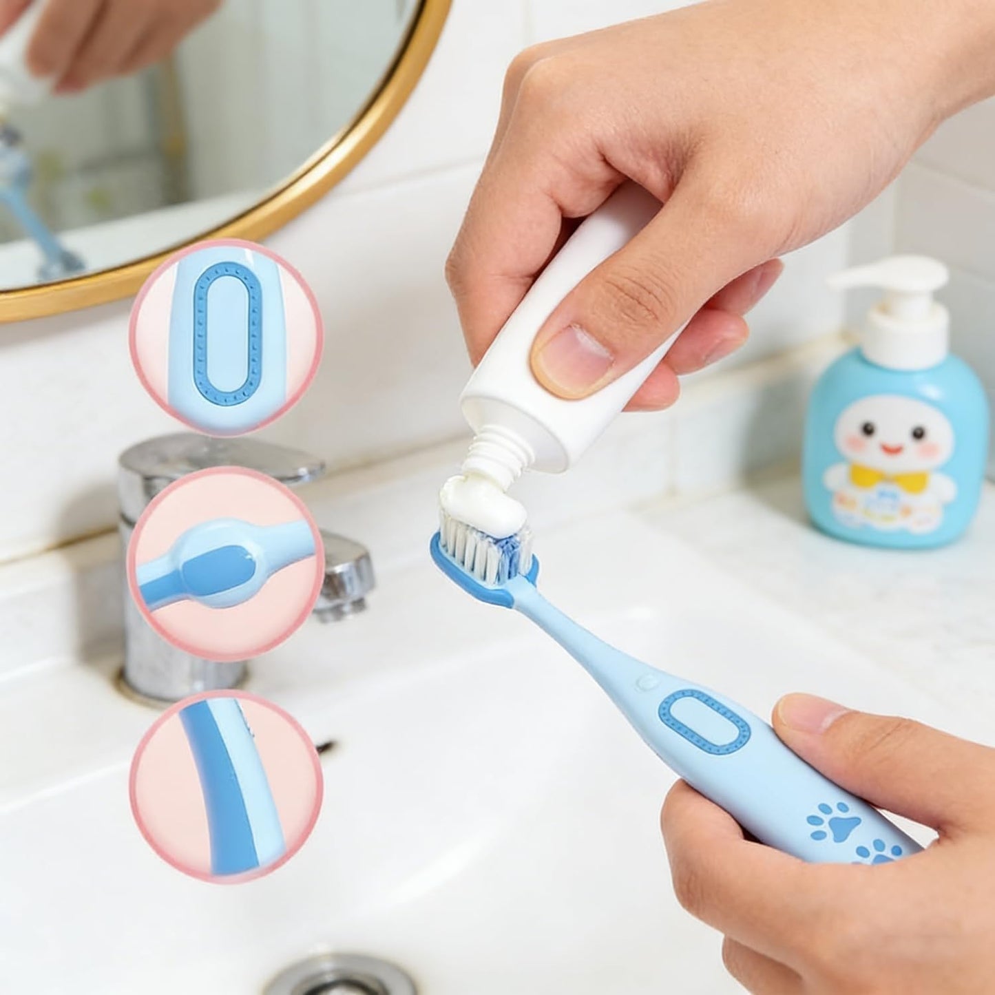 SKY-TOUCH Children's toothbrush set, Toddler, soft bristle, Easy to hold, Three-sided brush head, Suitable for children aged 2-8, （3 pack）