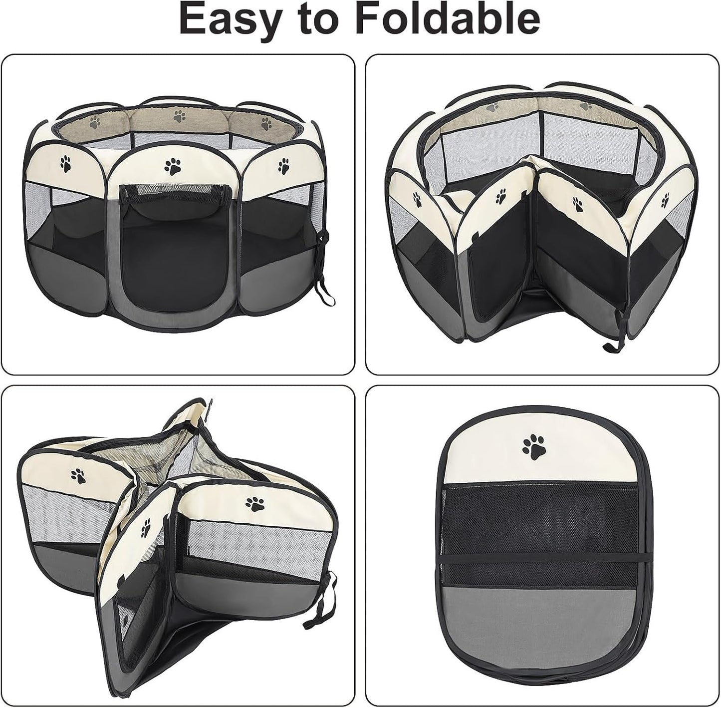SKY-TOUCH Pet Playpen Portable Dog Pen Foldable Pop Up Cat Play Pen, Oxford Fabric Soft Dog Crate Cage Puppy Pen for Indoors Outdoor Travel,Folding Tent Whelping Box for Indoor, 82x82x59cm, Grey