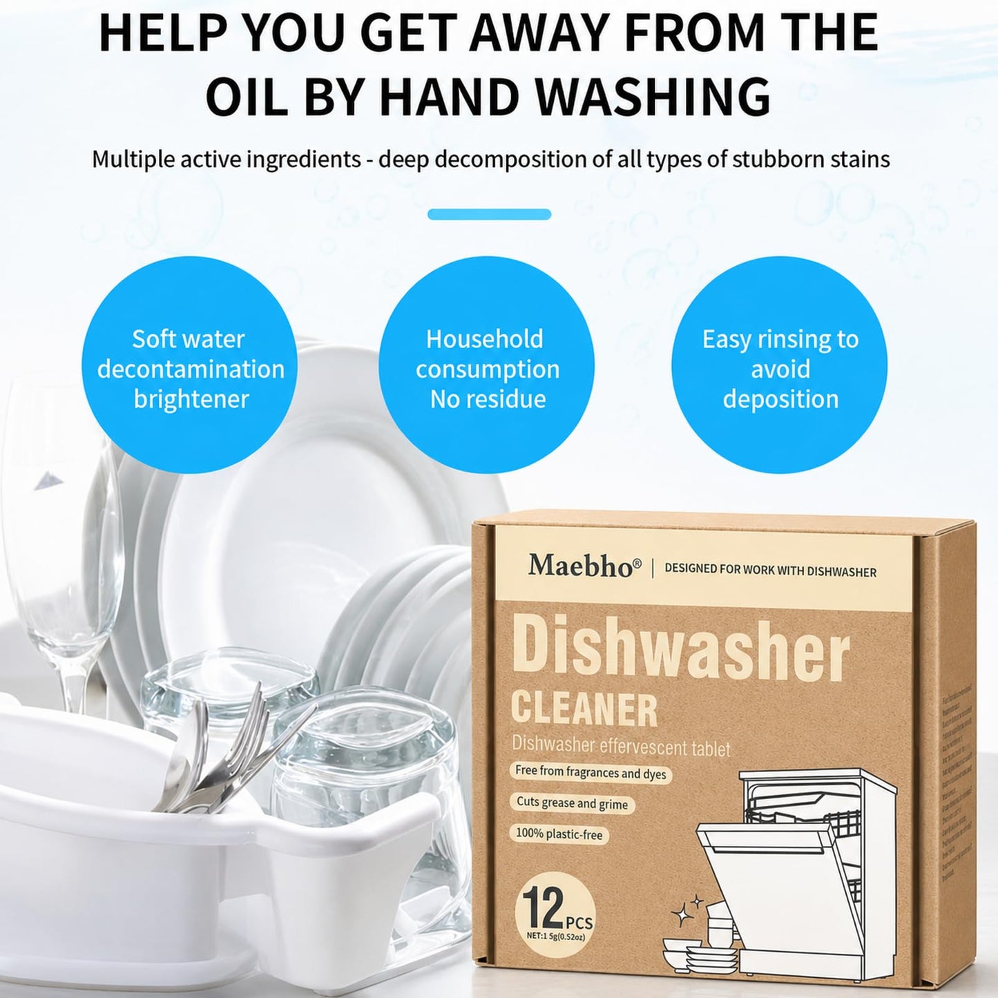 SKY-TOUCH 48 Count Dishwasher Cleaner Tablets, Helps Remove Limescale, Grease and Odor-Causing Residue, Deep Cleaning Descaler for Dishwasher Maintenance, Fresh Lemon Scent