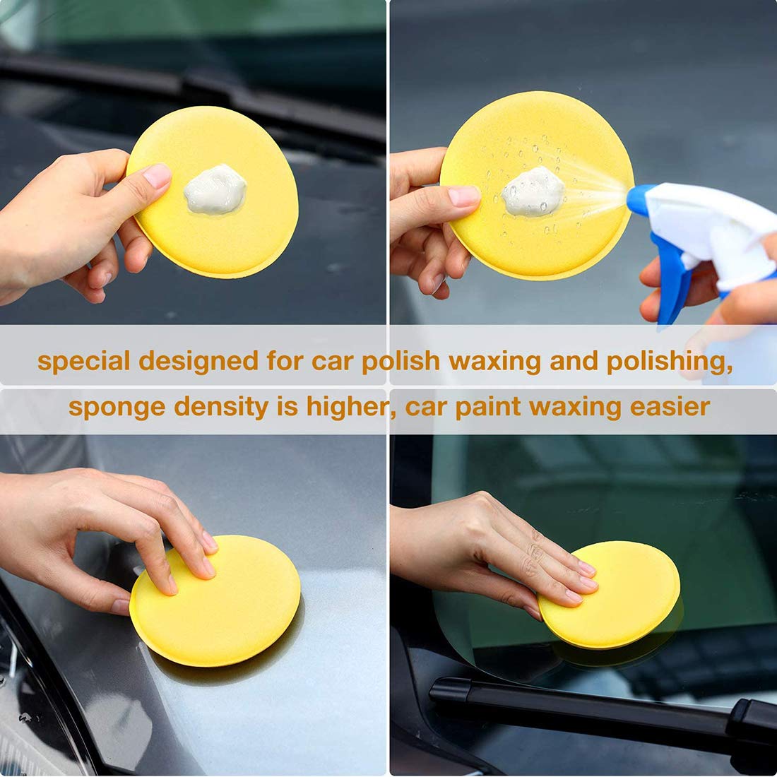 Zattcas Microfibre hand polishing sponge set of 6, 130x25 mm, wax applicator pad for waxes, polishes, paint cleaner, car polish, instead of polishing machine