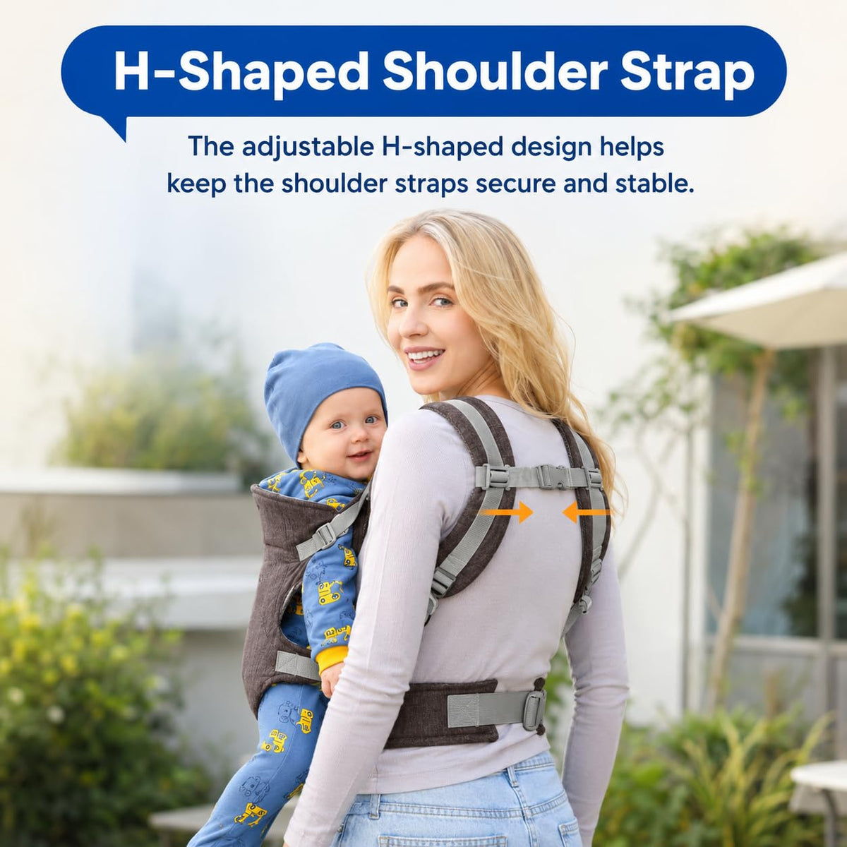 SKY-TOUCH 4-in-1 Baby Carrier, Ergonomic Convertible Infant Carrier with M-Shape Seat, C-Shape Support, Adjustable Shoulder Straps, Front Inward, Outward & Back Carry, Linen Fabric