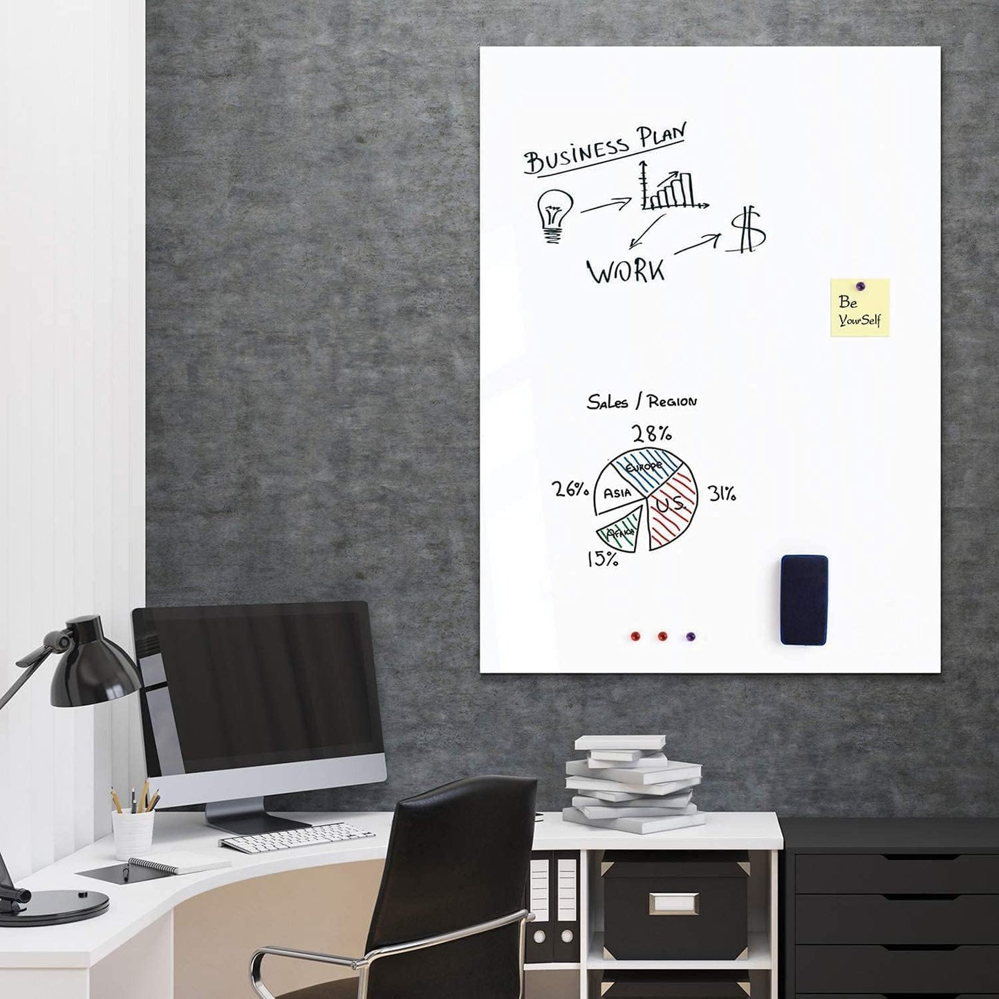 SKY-TOUCH Magnetic Whiteboard Paper, 60 x 90cm, DIY Self-Adhesive Dry Erase Board Sheets, Whiteboard Film Stick on Wall for Office, Home, School