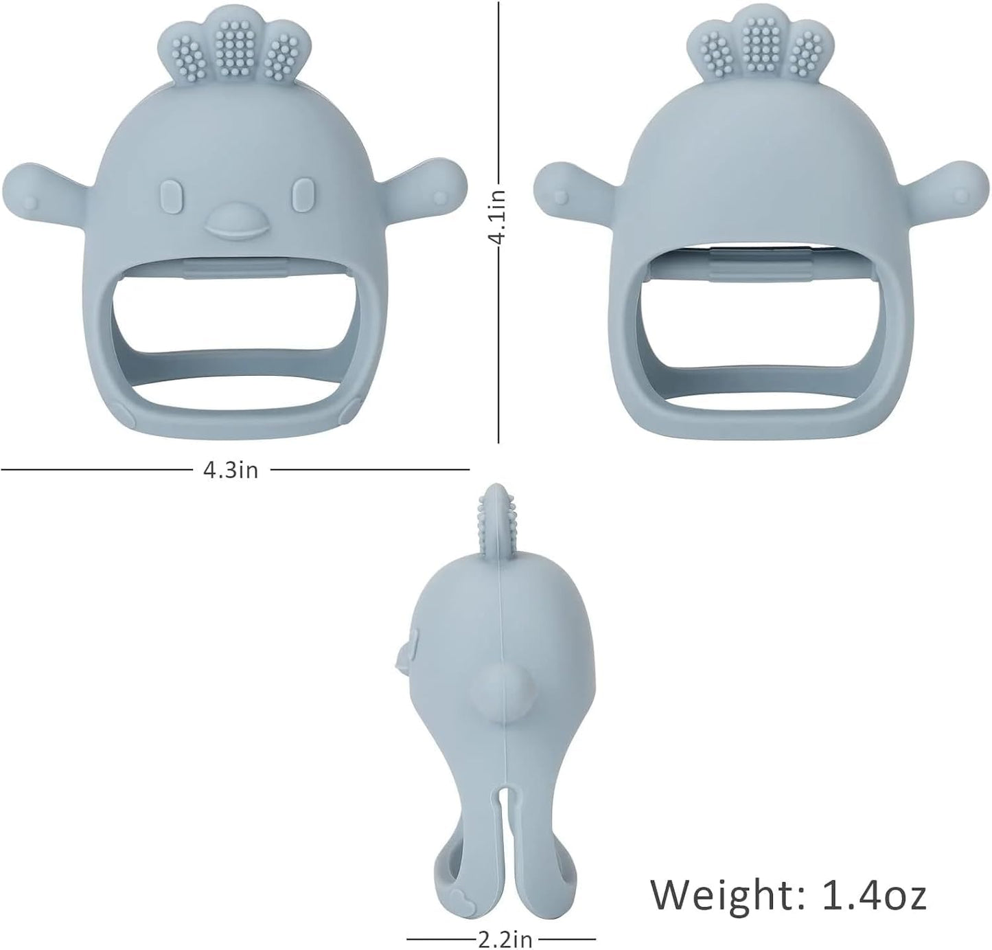 SKY-TOUCH 2 Pack Silicone Baby Teething Mittens, Hand Teether Gloves for 3+ Months, BPA-Free Silicone, Anti-Drop Teether for Gum Relief (White/Blue)