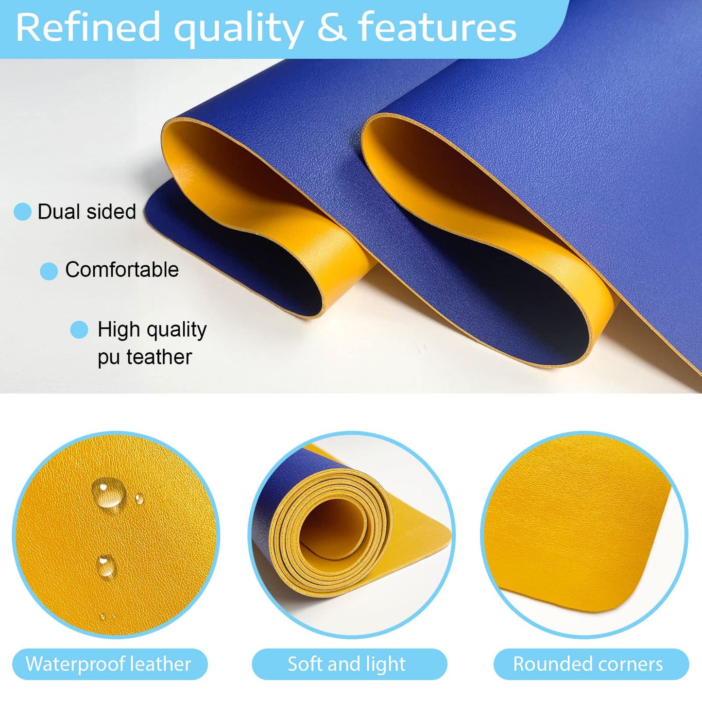 SKY-TOUCH Multifunctional Desk Pad 80x40cm, Leather Computer Mouse Pad Office Desk Mat Extended Gaming Mouse Pad, Non-Slip Waterproof Dual-Side Use Desk Mat Protecto