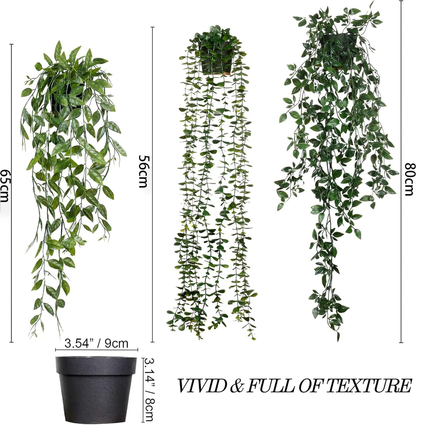 SKY-TOUCH 3Pack Potted Artificial Plants Set, Potted Artificial Green Plants Including Datura, Eucalyptus, And Black Peas Set IIn Pot Plants, For Office Fake Foliage Pendant Plant Home Decor