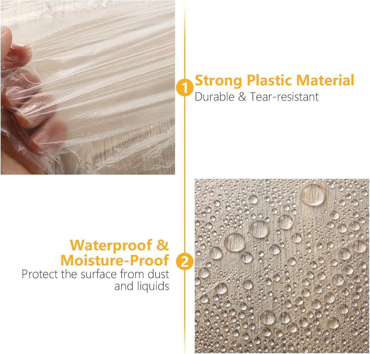 SKY-TOUCH 2 Rolls Plastic Dustproof Cloth, Decorative Plastic Dustproof Cloth, 4.5m x 20m Waterproof Masking Film roll, Pre-applied Tape, Suitable for Furniture Painting and Masking