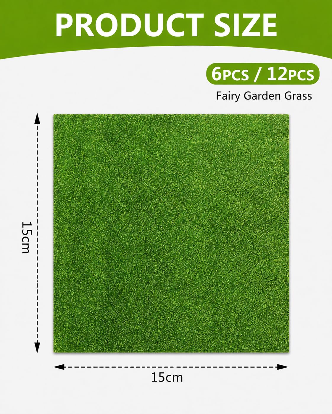 SKY-TOUCH 6PCS Artificial Moss Grass Tiles, 15x15cm Faux Green Grass Mat for Fairy Garden, DIY Micro Landscape, Miniature Garden, Dollhouse Decoration, Craft Projects and Table Decor