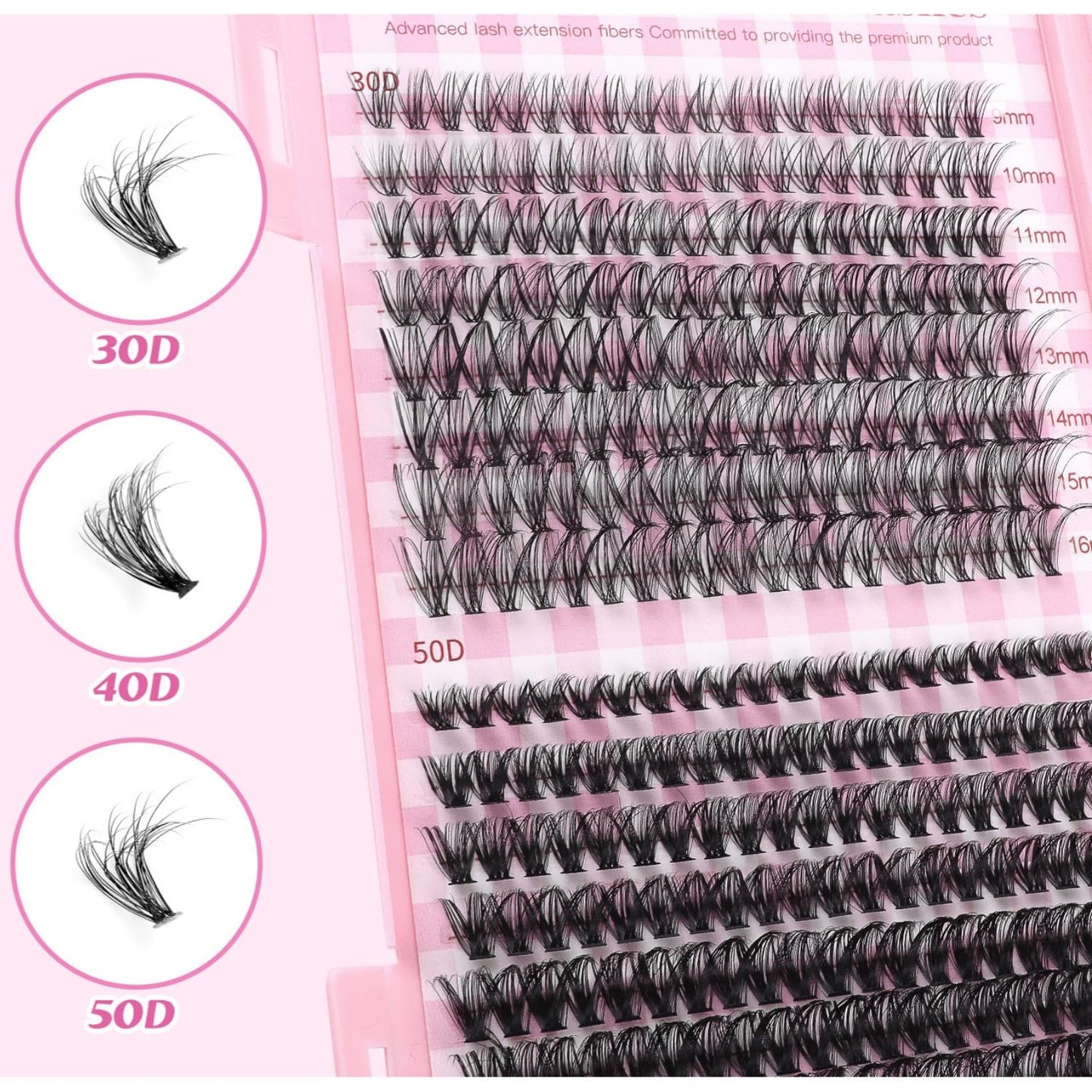 SKY-TOUCH Lash Clusters Kit 640 Pcs, False Lashes DIY Lash Extension 9-16mm 30D+40D+50D Curvature Individual Lashes, Eyelash Kit with Lash Bond, Lash Tweezers, Eyelash comb, Seal Lash remover