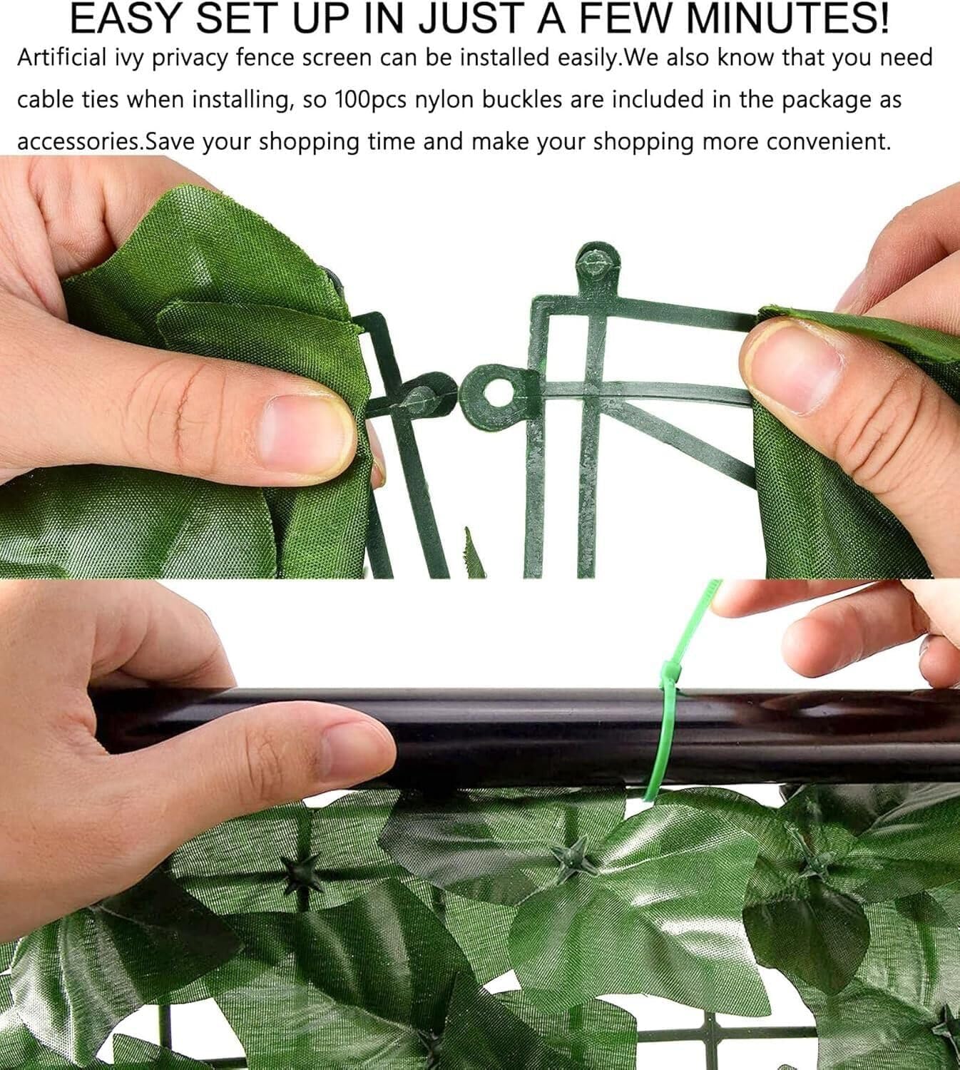 SKY-TOUCH 1x3m Garden Privacy Fence – Artificial Ivy Hedge Roll – Expandable Faux Greenery Screen – Outdoor Garden Decor （Lite Garden Fence）