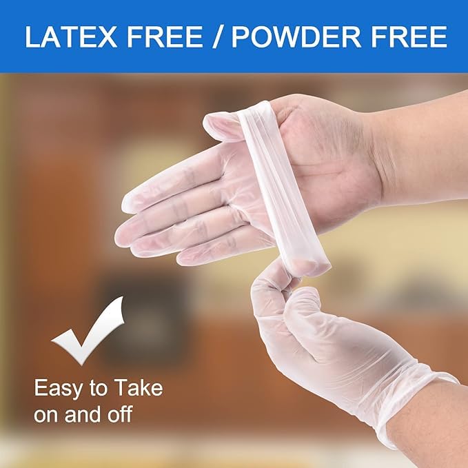 SKY-TOUCH Disposable Vinyl Gloves, 100 Count, Powder-Free & Latex-Free, Food Safe, Non-Sterile, Ambidextrous, For Cooking, Food Prep, Cleaning & Professional Use (XL Clear)