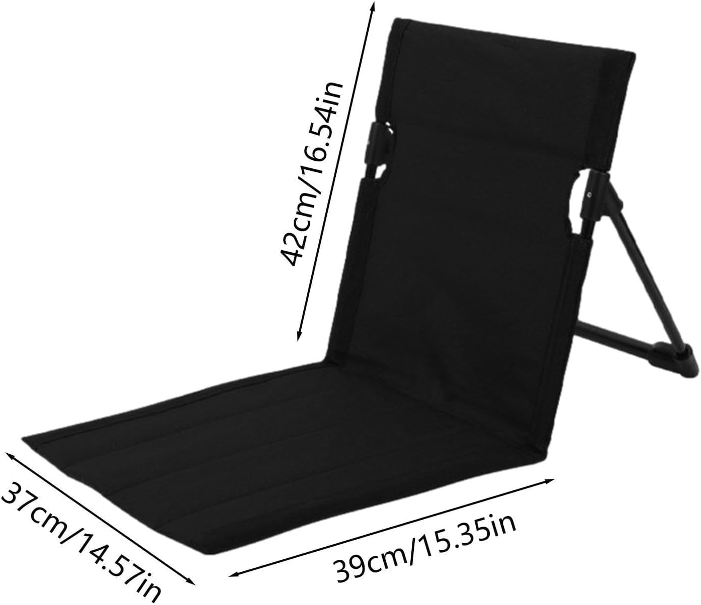 SKY-TOUCH Lightweight Camping Floor Chair, Adjustable Reclining Portable Lightweight Folding Beach Chair With Backrest, For Beach, Camping, Festivals And Outdoors, 40x40x40cm, Black