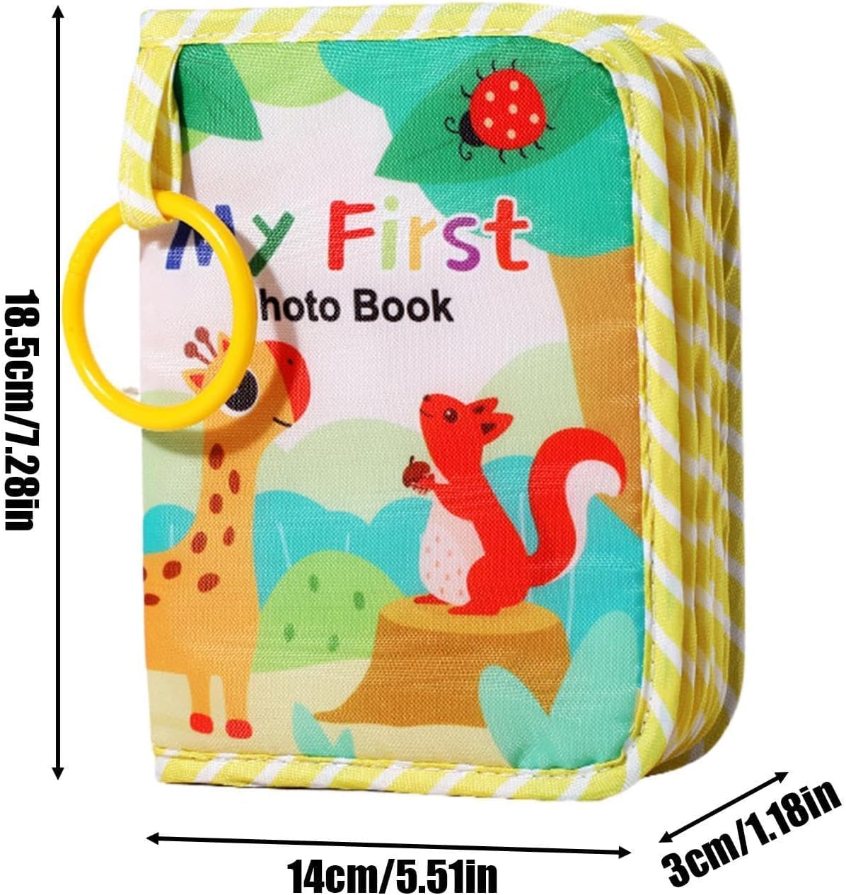 SKY-TOUCH Baby Photo Album First Family Memory Book for Newborns, Toddlers Soft Photo Cloth Book with Mirror, Quality Gifts for Girls and Boys, 1st Birthday, Baby Shower