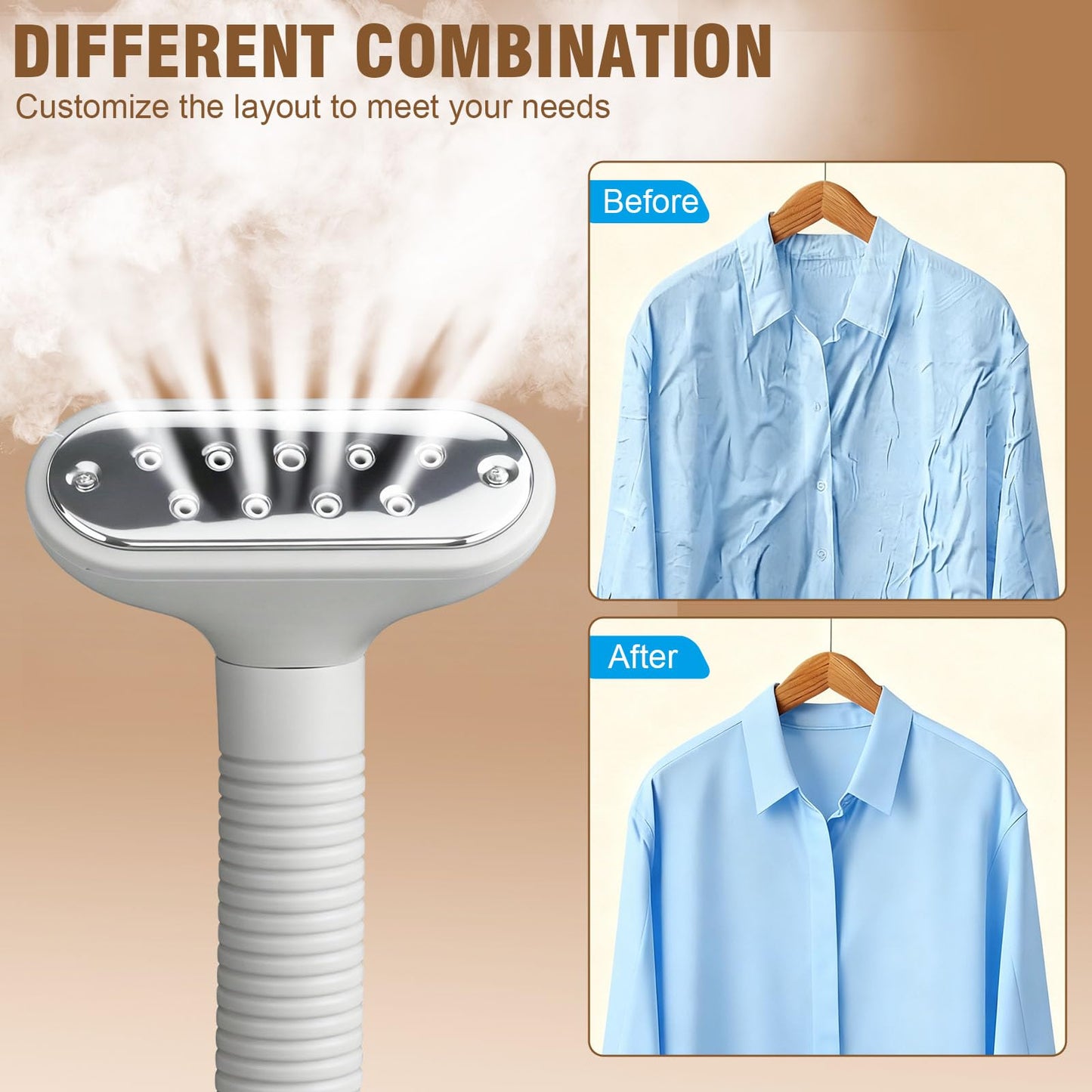 SKY-TOUCH Vertical Clothes Garment Steamer,2000W,1.6L Detachable Tank,10 Steam Settings, Horizontal & Vertical Ironing Board, 35g/min Steam Rate,Ideal for Delicate Clothes and Long Garments