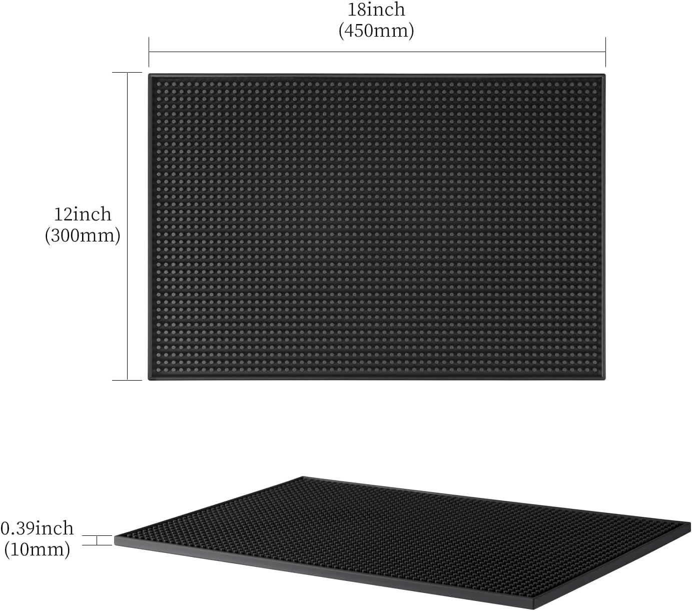 SKY-TOUCH Rubber Bar Mat, Placemats 45 x 30 x 1 cm, Thickened, Drainable, Non-slip, Made Of PVC, Waterproof and Drip-proof. Suitable for Restaurants, Homes, Cafes, and Other Venues