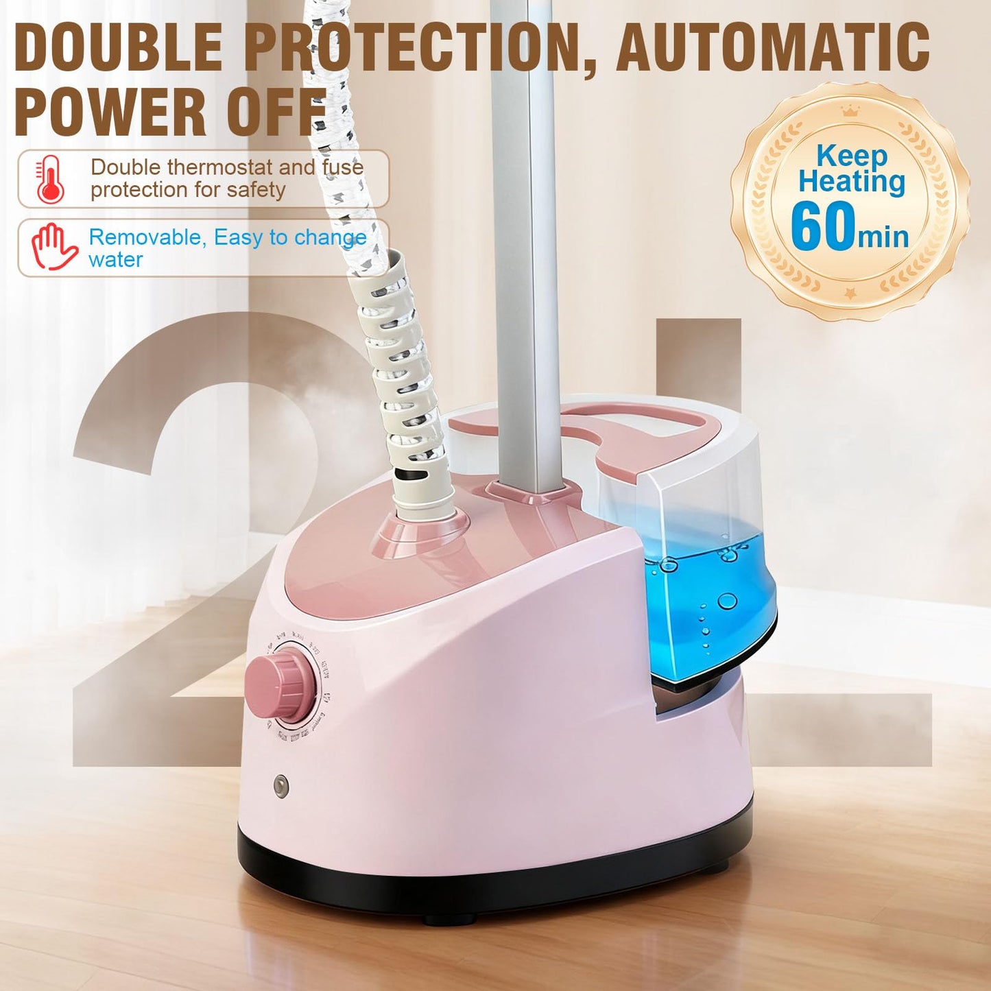 SKY-TOUCH Vertical Clothes Garment Steamer,2000W,1.6L Detachable Tank,10 Steam Settings, Horizontal & Vertical Ironing Board, 35g/min Steam Rate,Ideal for Delicate Clothes and Long Garments