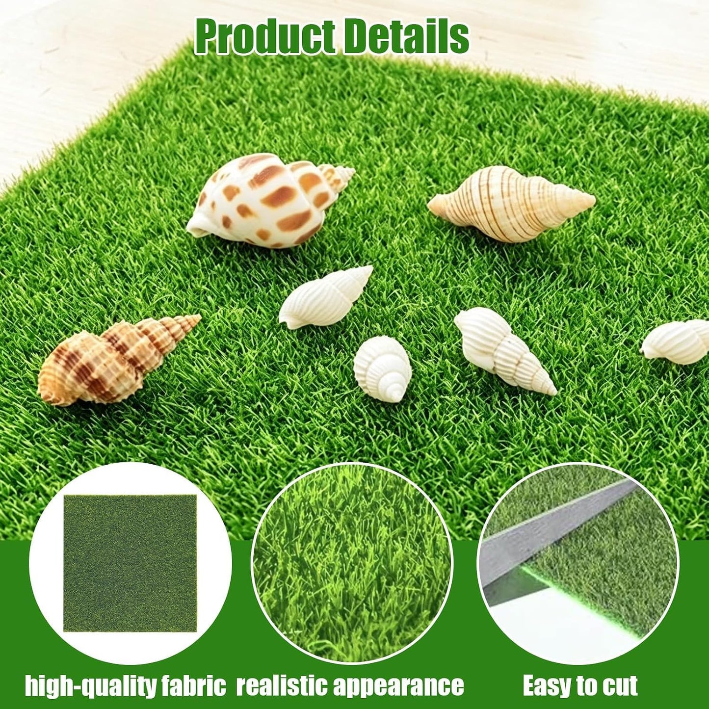 SKY-TOUCH 6PCS Artificial Moss Grass Tiles, 15x15cm Faux Green Grass Mat for Fairy Garden, DIY Micro Landscape, Miniature Garden, Dollhouse Decoration, Craft Projects and Table Decor