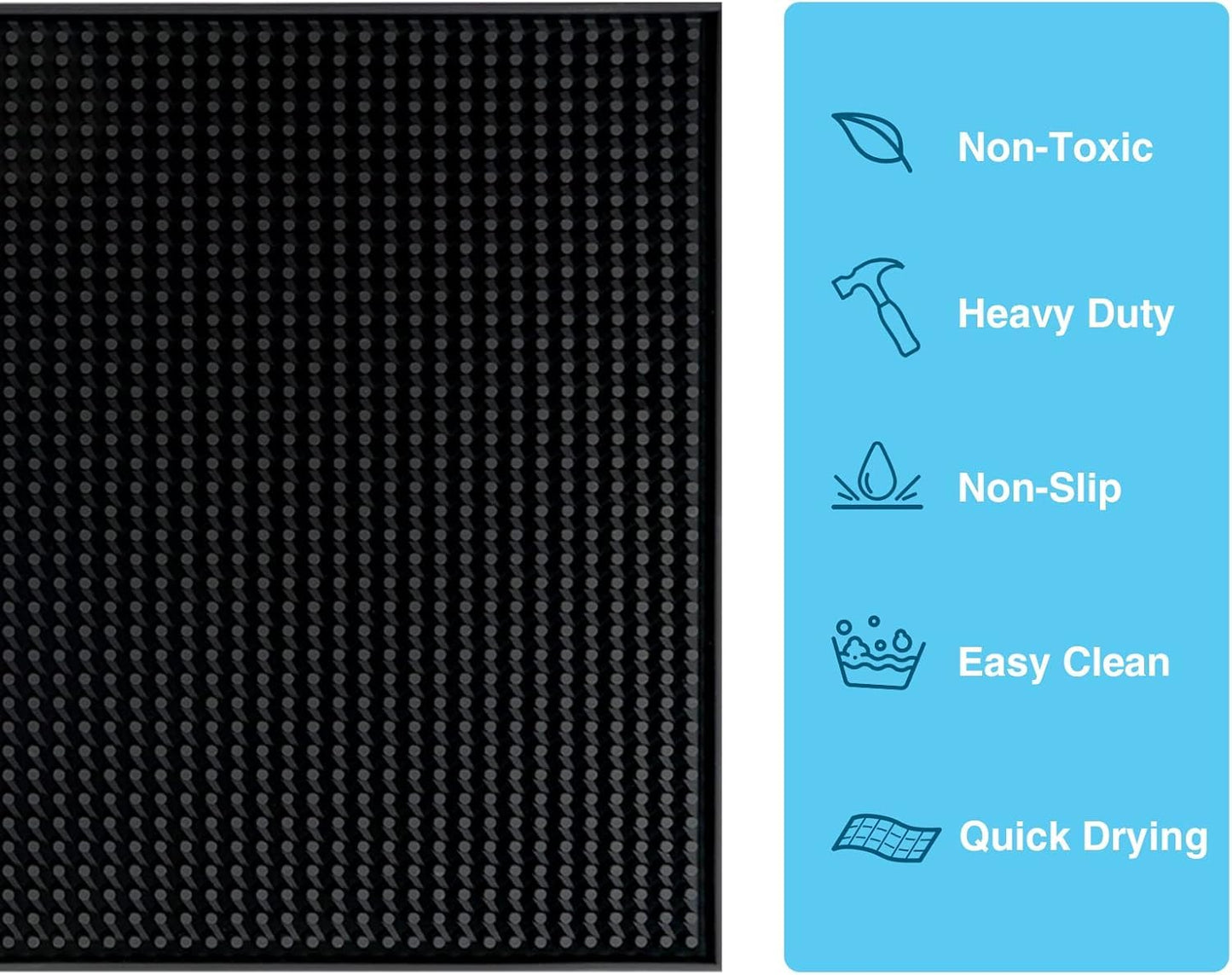 SKY-TOUCH Rubber Bar Mat, Placemats 45 x 30 x 1 cm, Thickened, Drainable, Non-slip, Made Of PVC, Waterproof and Drip-proof. Suitable for Restaurants, Homes, Cafes, and Other Venues