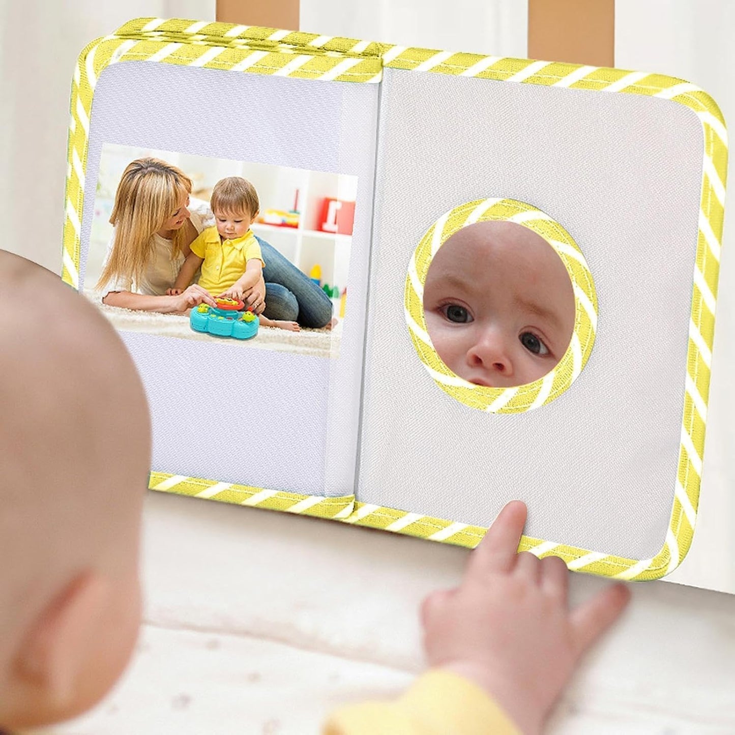 SKY-TOUCH Baby Photo Album First Family Memory Book for Newborns, Toddlers Soft Photo Cloth Book with Mirror, Quality Gifts for Girls and Boys, 1st Birthday, Baby Shower