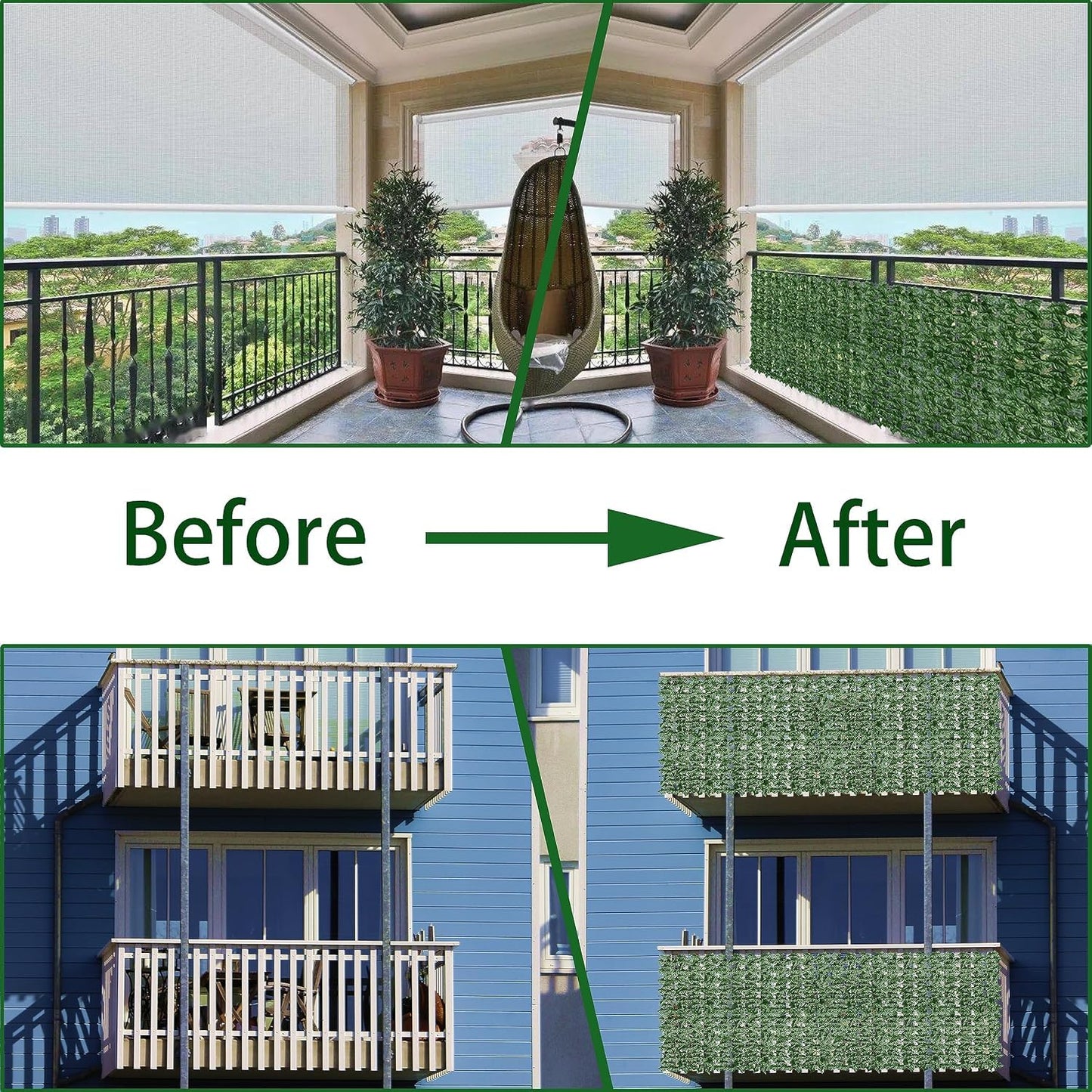SKY-TOUCH 1x3m Garden Privacy Fence – Artificial Ivy Hedge Roll – Expandable Faux Greenery Screen – Outdoor Garden Decor （Lite Garden Fence）