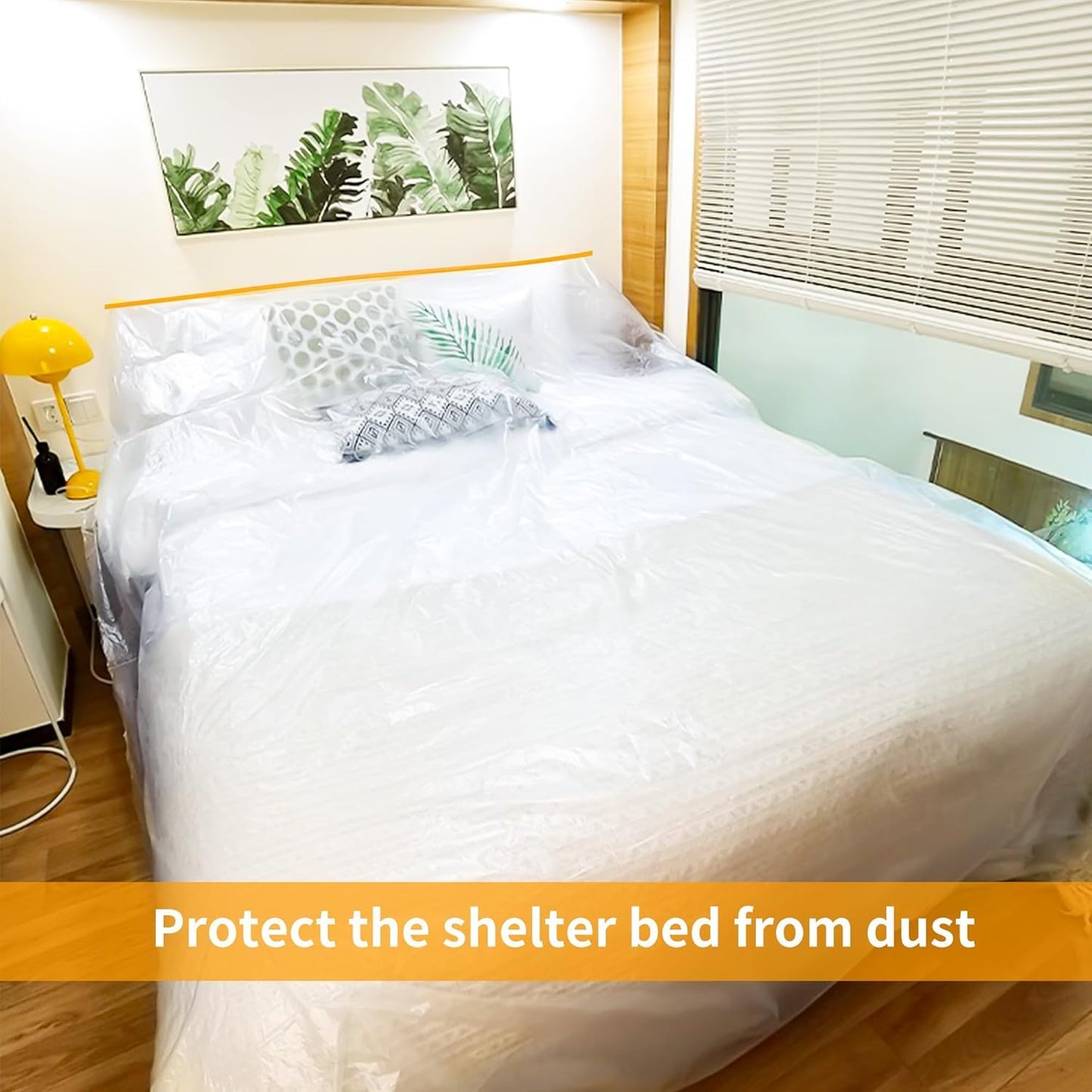 SKY-TOUCH 2 Rolls Plastic Dustproof Cloth, Decorative Plastic Dustproof Cloth, 4.5m x 20m Waterproof Masking Film roll, Pre-applied Tape, Suitable for Furniture Painting and Masking