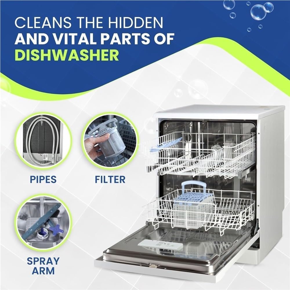SKY-TOUCH 48 Count Dishwasher Cleaner Tablets, Helps Remove Limescale, Grease and Odor-Causing Residue, Deep Cleaning Descaler for Dishwasher Maintenance, Fresh Lemon Scent