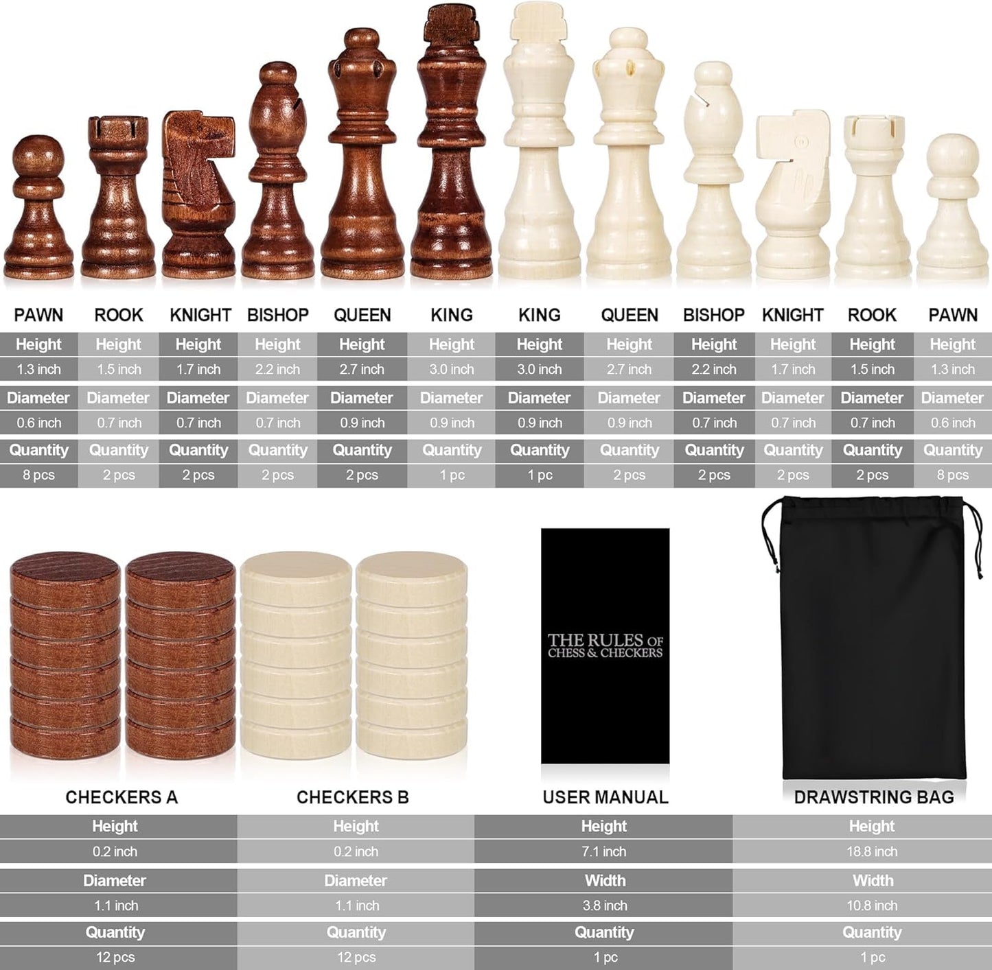 SKY-TOUCH Magnetic Wooden Chess Set, Chess Set, Chess Board, Adult Magnetic Set,Classic Handmade Game Board,Portable and Folding Game for Kids and Adults,Beginners and Professionals,39 * 39 * 1cm.