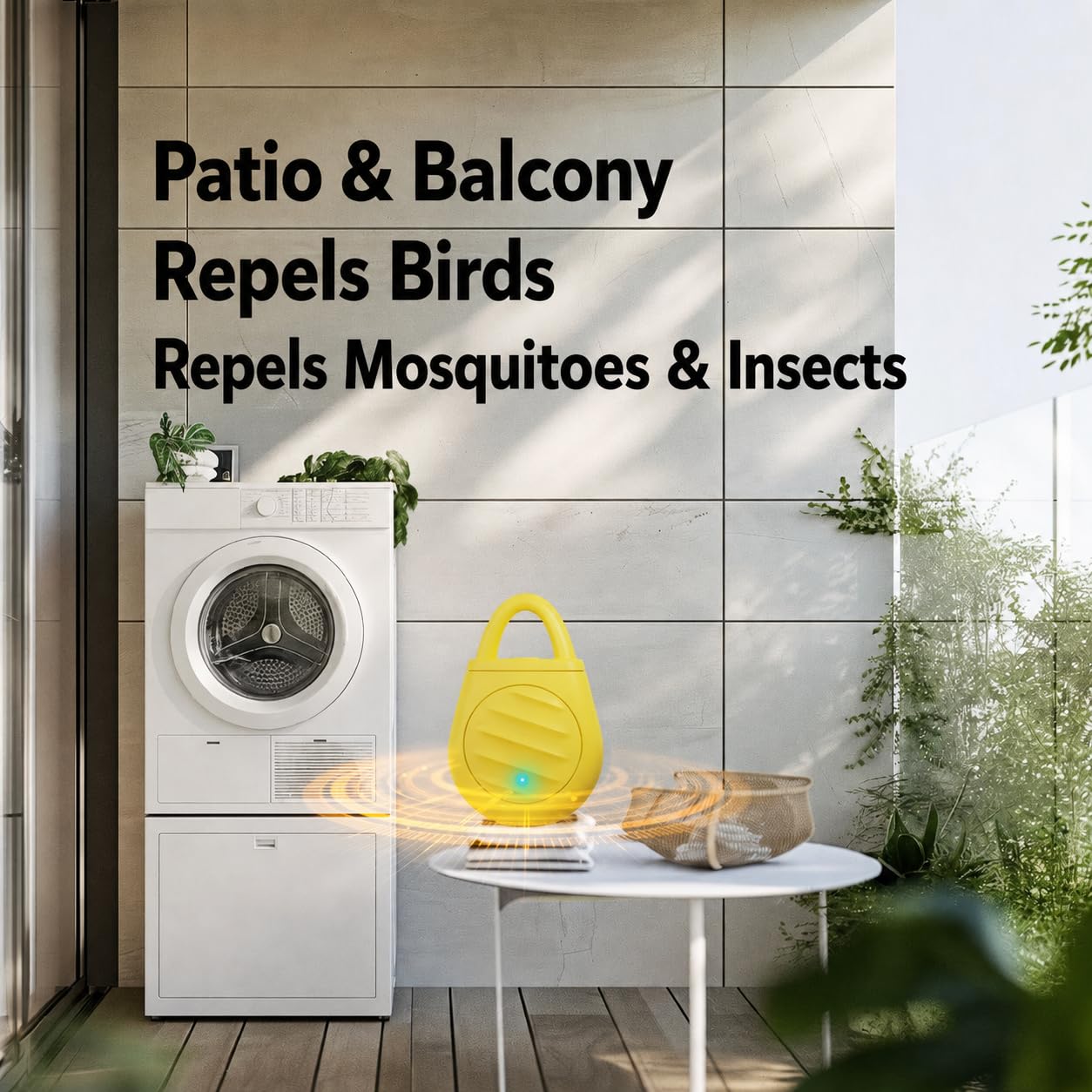 SKY-TOUCH 2PCS Ultrasonic Insect Repellent Electronic Insect Repellent Balcony Protection Repels Mosquitoes, Rodents, And Birds Suitable For Living Rooms, Garages And Offices, Yellow
