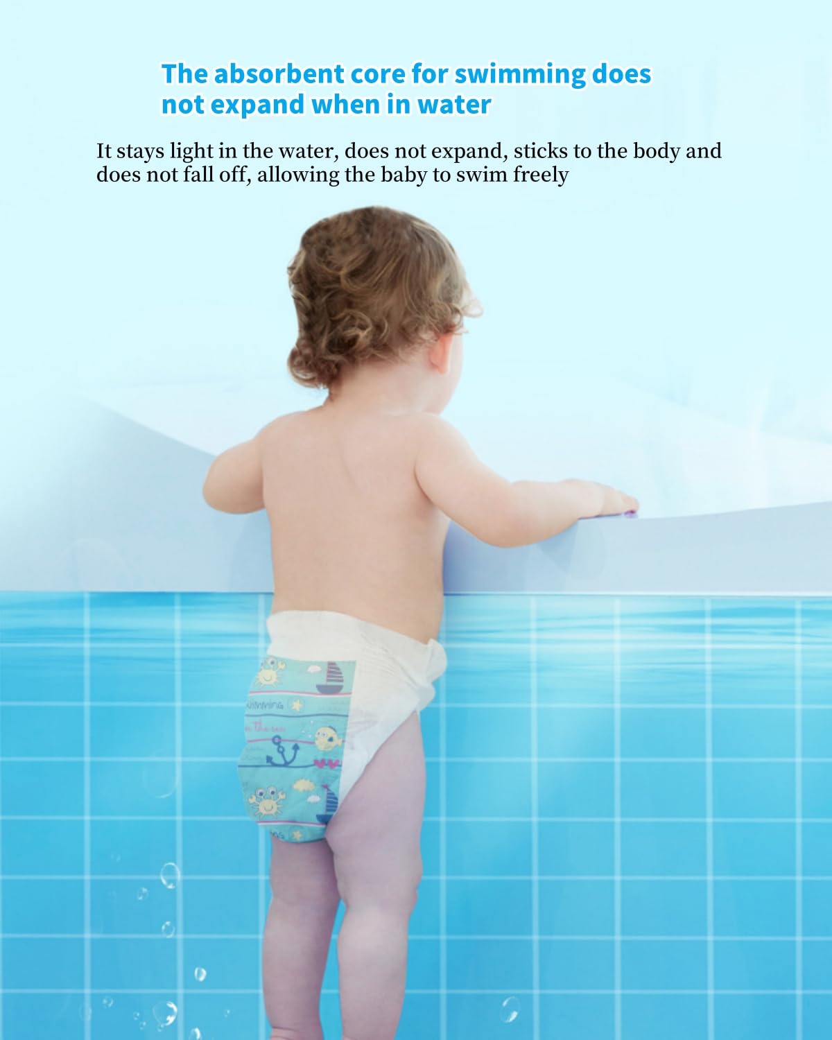 SKY-TOUCH 5pcs Disposable Swim Diapers 6-11kg, Individually packaged Gap-Free Baby Swimming Pants, Premium Eco Baby Nappies Leak Protection,Size L