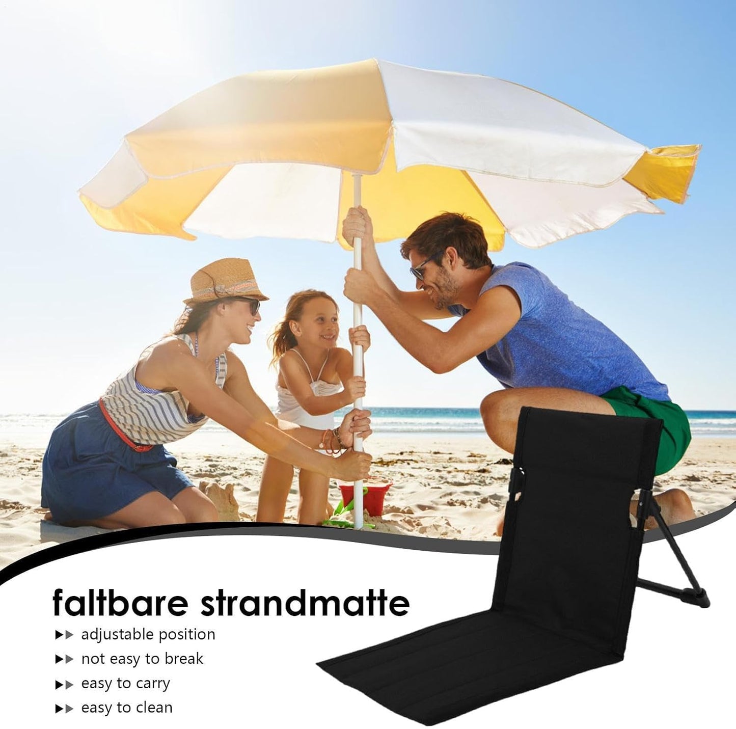 SKY-TOUCH Lightweight Camping Floor Chair, Adjustable Reclining Portable Lightweight Folding Beach Chair With Backrest, For Beach, Camping, Festivals And Outdoors, 40x40x40cm, Black