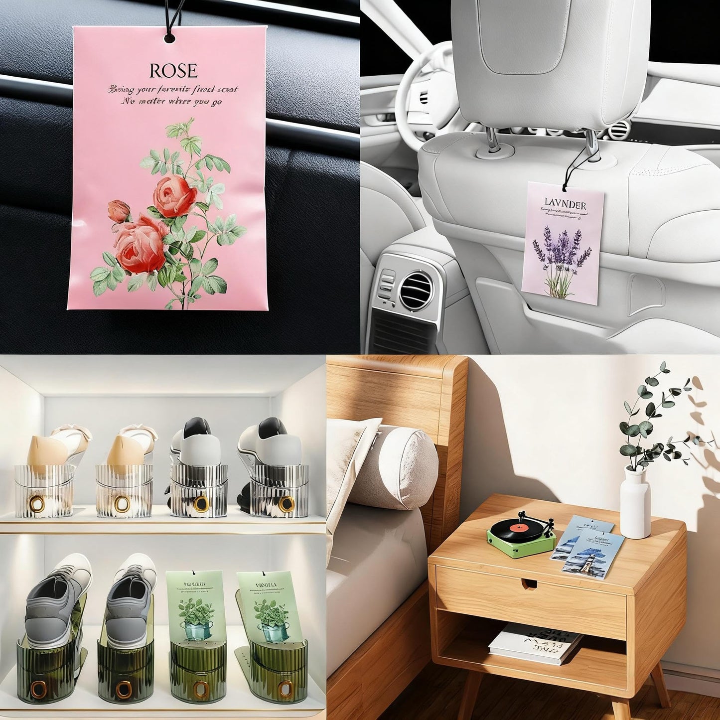 SKY-TOUCH Ocean Rose Lavender Vanilla Scented Sachets, 3 Boxes/12Pcs (4 Scents), Long-Lasting Air Freshener for Home & Office, Natural Deodorizer for Closet, Bathroom, Bedroom, 35 Days Fresh Scent
