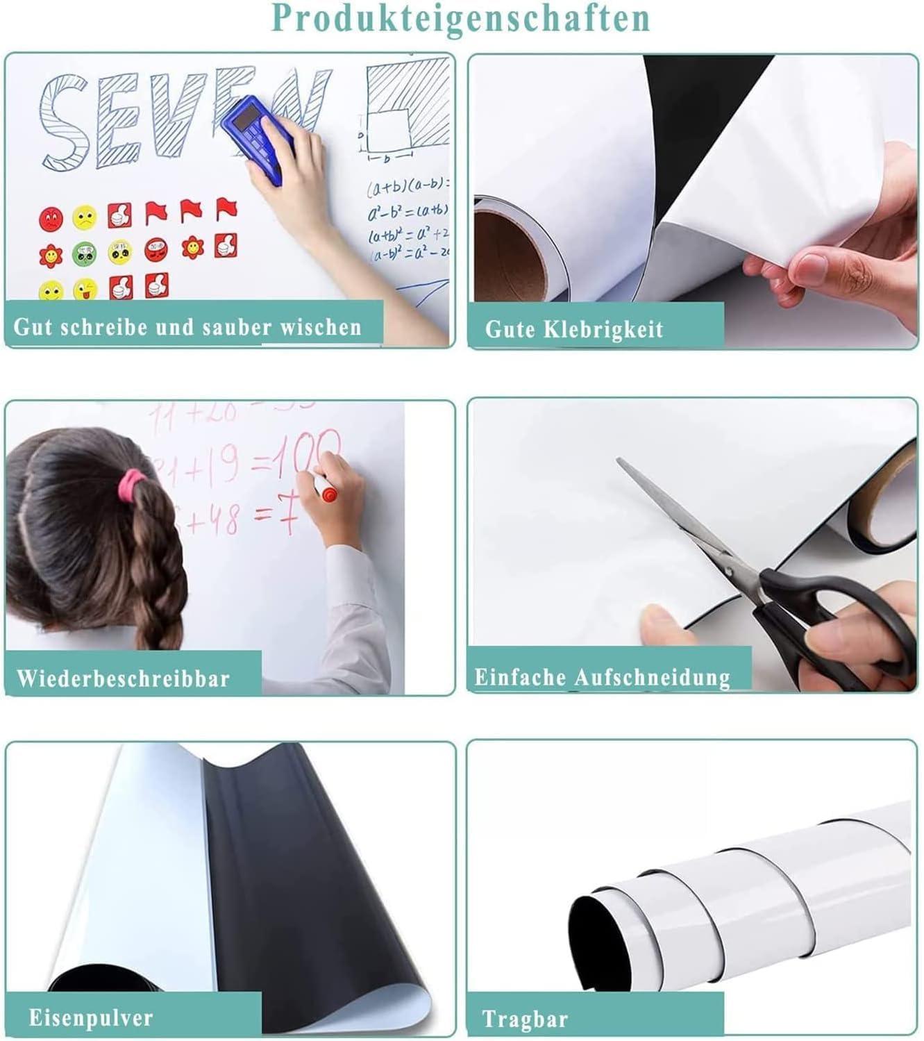 SKY-TOUCH Magnetic Whiteboard Paper, 60 x 90cm, DIY Self-Adhesive Dry Erase Board Sheets, Whiteboard Film Stick on Wall for Office, Home, School