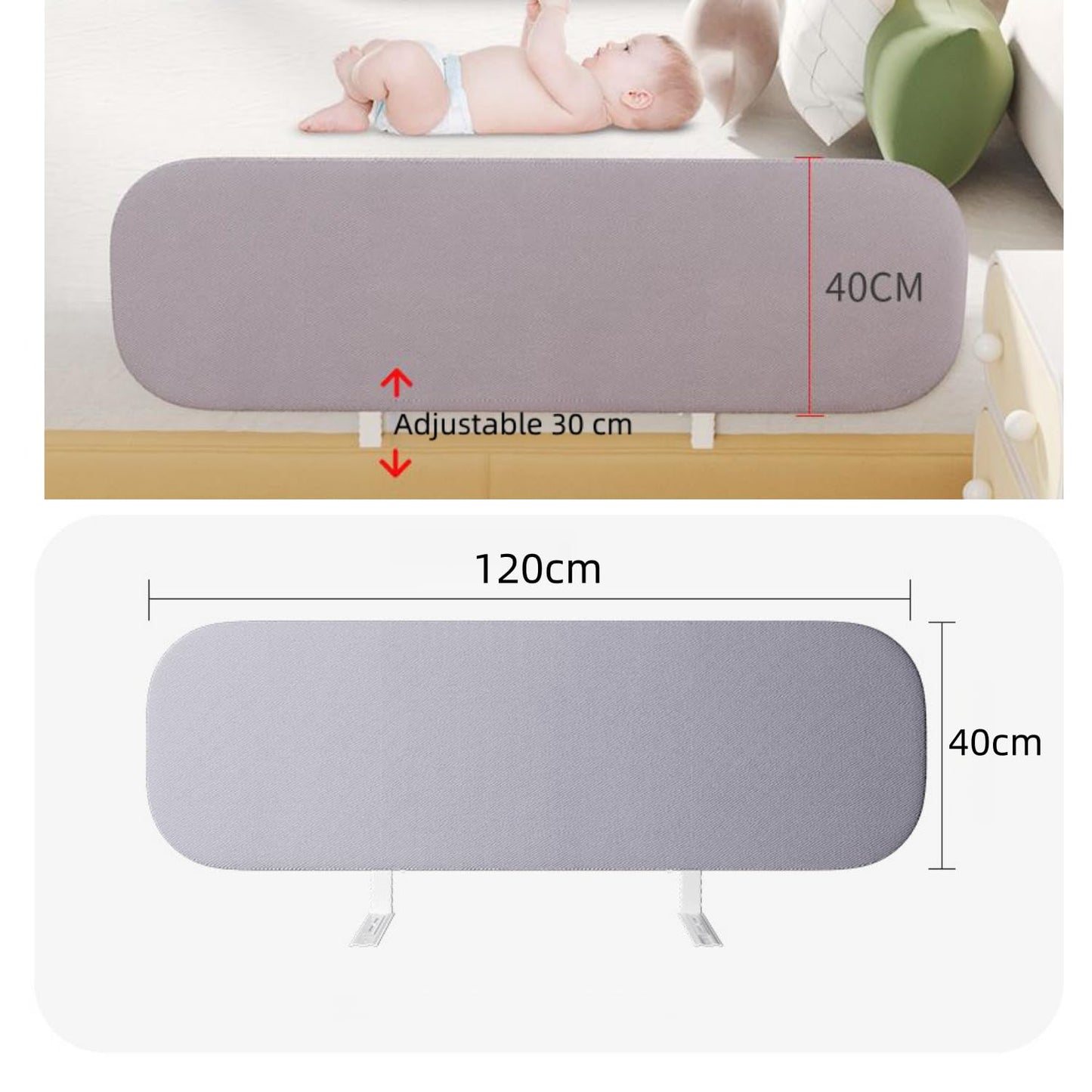 SKY-TOUCH Foldable Crib Rail Guard for Kids 120C*40CM, Adjustable Universal Toddler Bed Rails, Baby Falling Protector Fence, Crib Bed Guard for Twin, Full Size, Queen &King Beds, Grey 1Pack