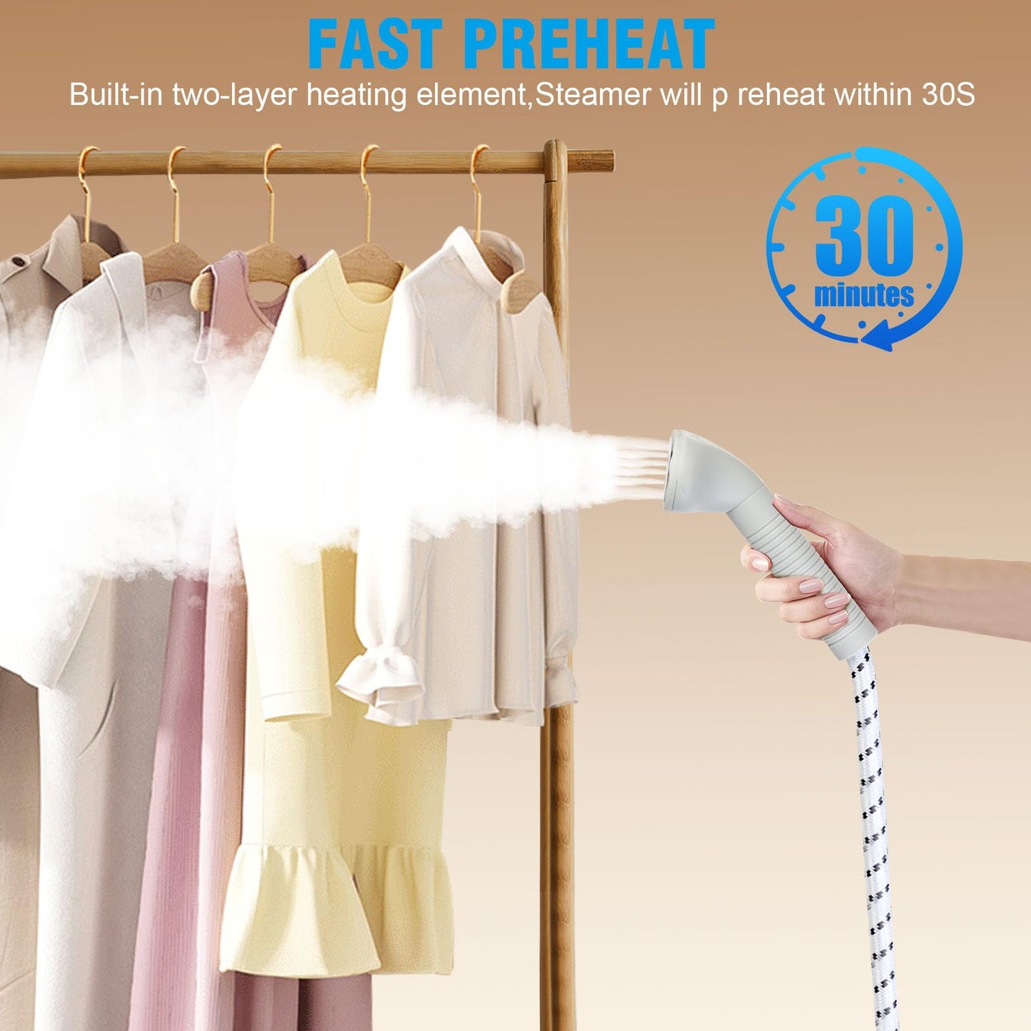 SKY-TOUCH Vertical Clothes Garment Steamer,2000W,1.6L Detachable Tank,10 Steam Settings, Horizontal & Vertical Ironing Board, 35g/min Steam Rate,Ideal for Delicate Clothes and Long Garments