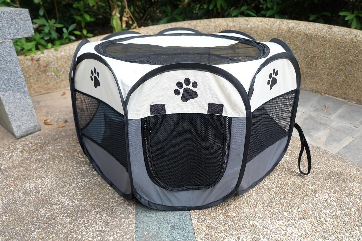 SKY-TOUCH Pet Playpen Portable Dog Pen Foldable Pop Up Cat Play Pen, Oxford Fabric Soft Dog Crate Cage Puppy Pen for Indoors Outdoor Travel,Folding Tent Whelping Box for Indoor, 82x82x59cm, Grey
