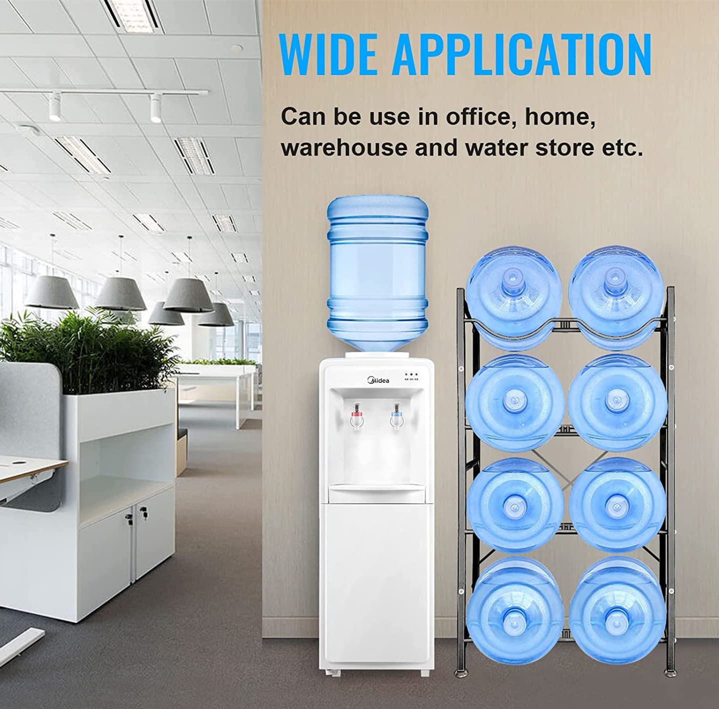 SKY-TOUCH Water Bottle Storage Stand 4 Tier, Water Bottle Holder 8 Bottles of 5 Gallons Heavy Duty Water Jug Rack for Kitchen Home and Office Easy To Assemble
