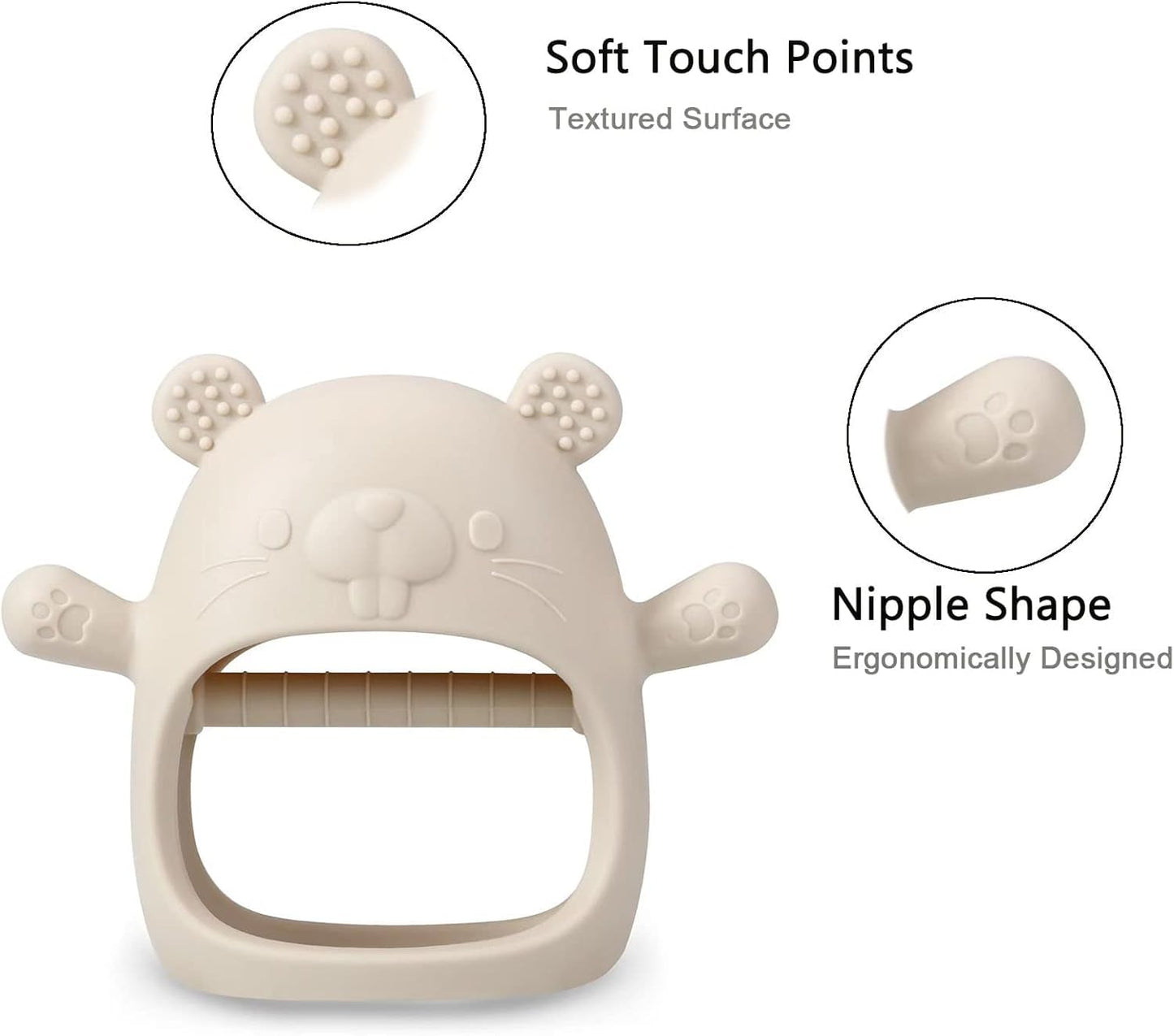 SKY-TOUCH 2 Pack Silicone Baby Teething Mittens, Hand Teether Gloves for 3+ Months, BPA-Free Silicone, Anti-Drop Teether for Gum Relief (White/Blue)
