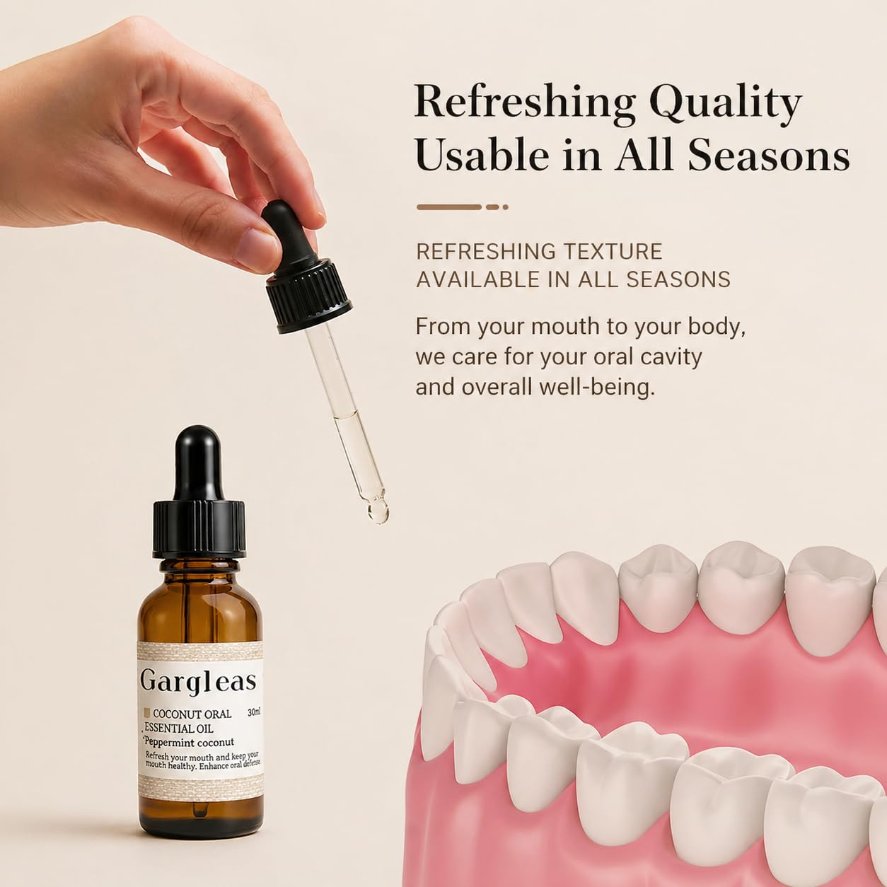 SKY-TOUCH Coconut & Mint Essential Oil Mouthwash 30ml for Oral Care - Fresh Breath, Teeth Whitening & Gum Protection