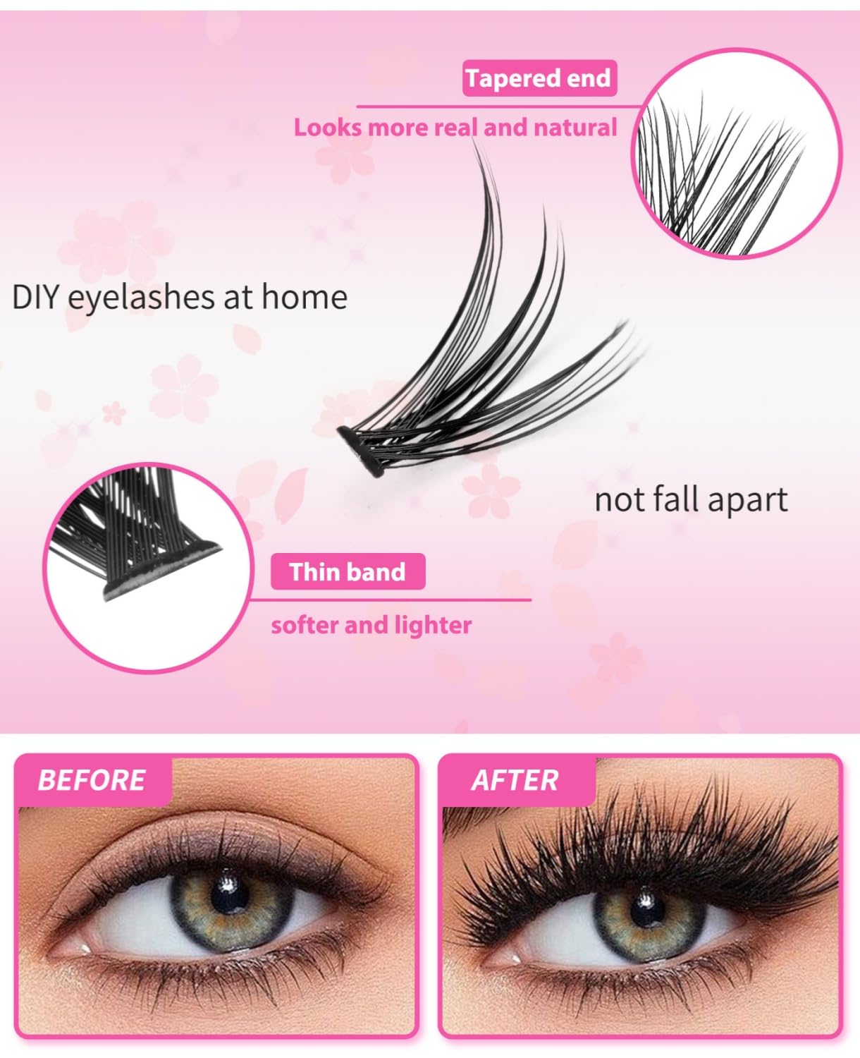 SKY-TOUCH Lash Clusters Kit 640 Pcs, False Lashes DIY Lash Extension 9-16mm 30D+40D+50D Curvature Individual Lashes, Eyelash Kit with Lash Bond, Lash Tweezers, Eyelash comb, Seal Lash remover