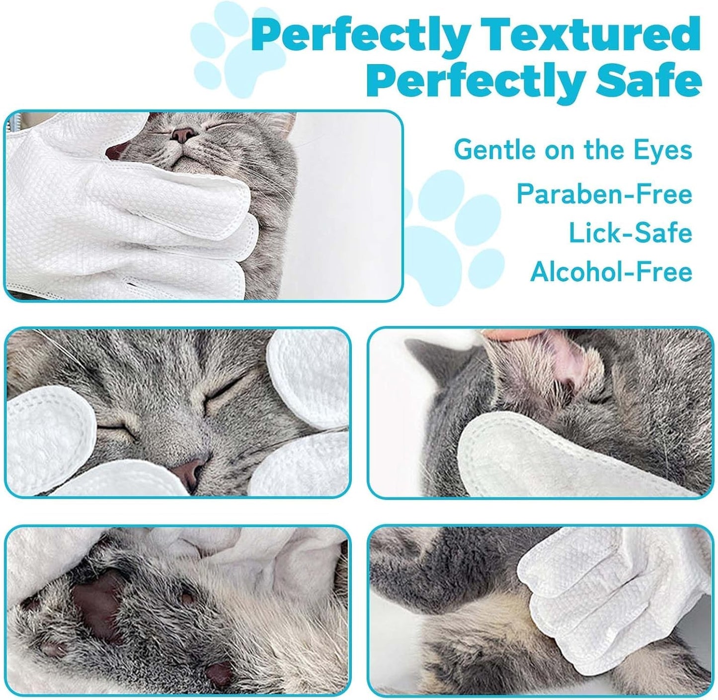 SKY-TOUCH 6Pcs Extra Thick Pet Washing Glove Wipe, Rinse-Free Cleaning & Deodorizing Bathing Mitts, Hypoallergenic Grooming Gloves, Moisturizing & Odor Control for Cat & Dog Daily Care and Travel