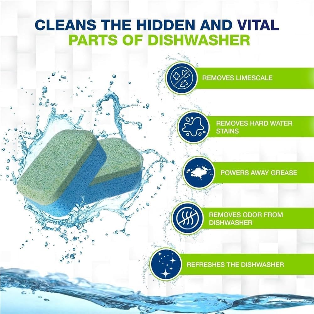 SKY-TOUCH 48 Count Dishwasher Cleaner Tablets, Helps Remove Limescale, Grease and Odor-Causing Residue, Deep Cleaning Descaler for Dishwasher Maintenance, Fresh Lemon Scent