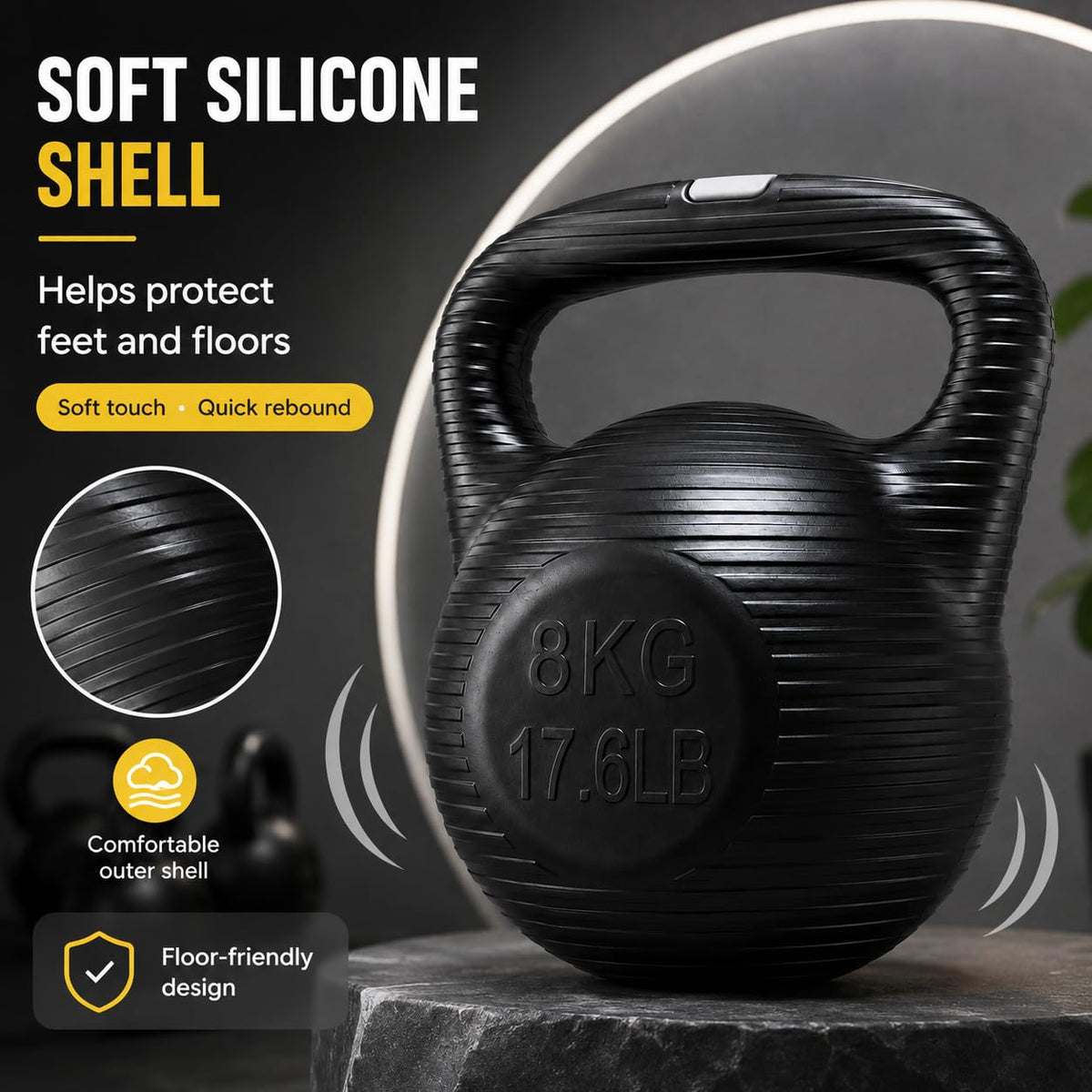 SKY-TOUCH 8KG Water-Filled Kettlebell, Fillable Fitness Weight with Anti-Slip Threaded Handle, Large TPR Plug and Stable Base for Home Gym Strength Training