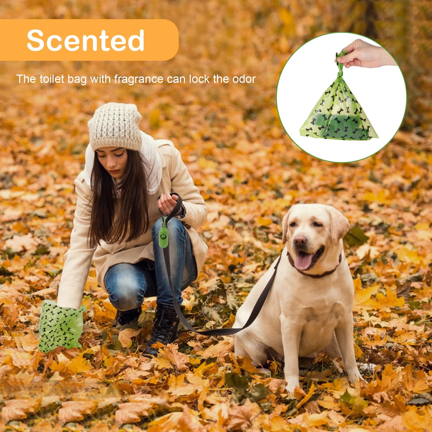 SKY-TOUCH 600 Count Dog Poop Bags Pet Dog Supplies for Dogs Include 2 PCS Green Adjustable Dispenser, Extra Thick and Strong, 100% Leak Proof, Biodegradable Waste Bag