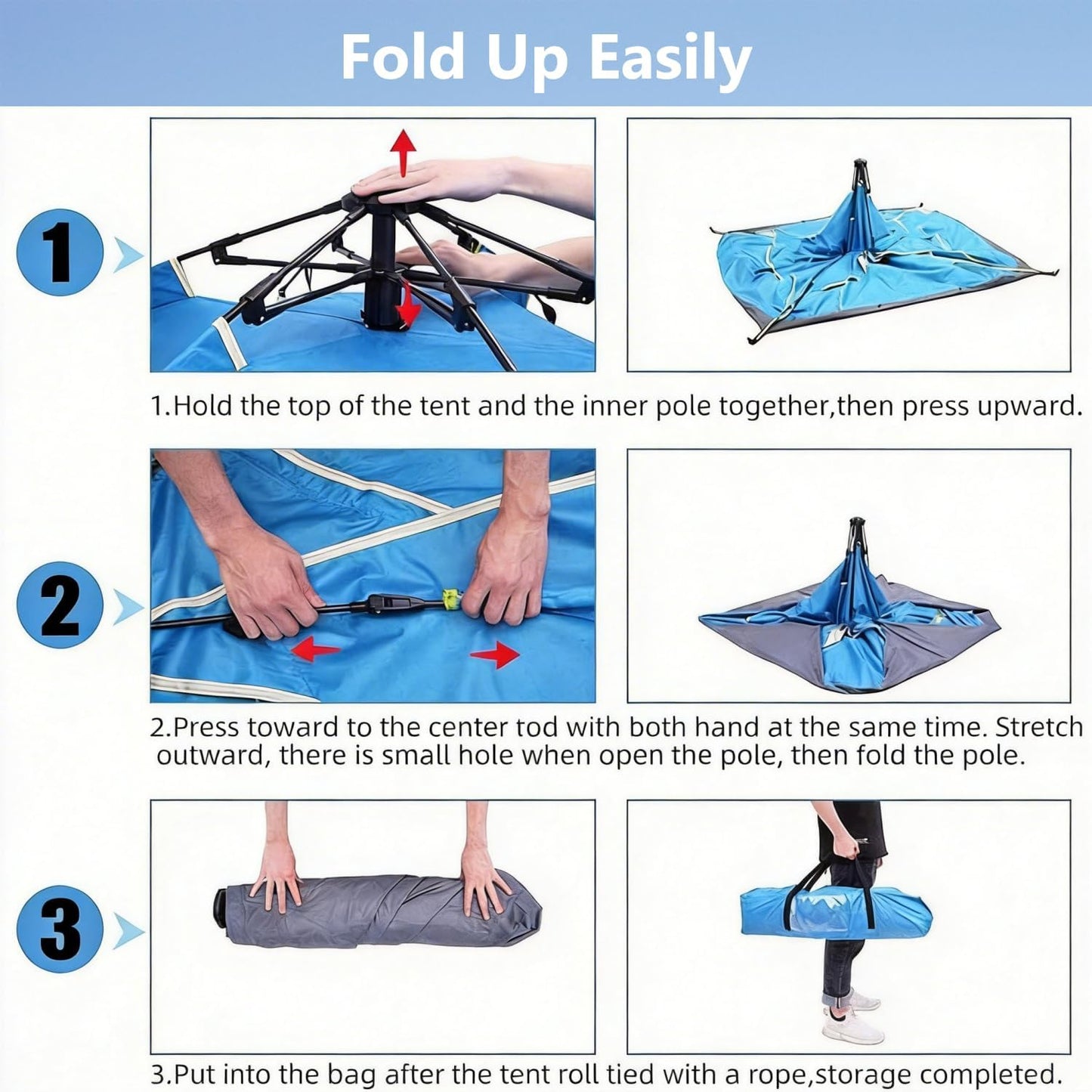 SKY-TOUCH Portable Camping Tent 2-3 Person, 150×200×130cm Lightweight Double Door Tent with Waterproof Fabric, UV Protection, Breathable Mosquito Mesh, Easy Setup Shelter for Camping, Hiking (Blue)