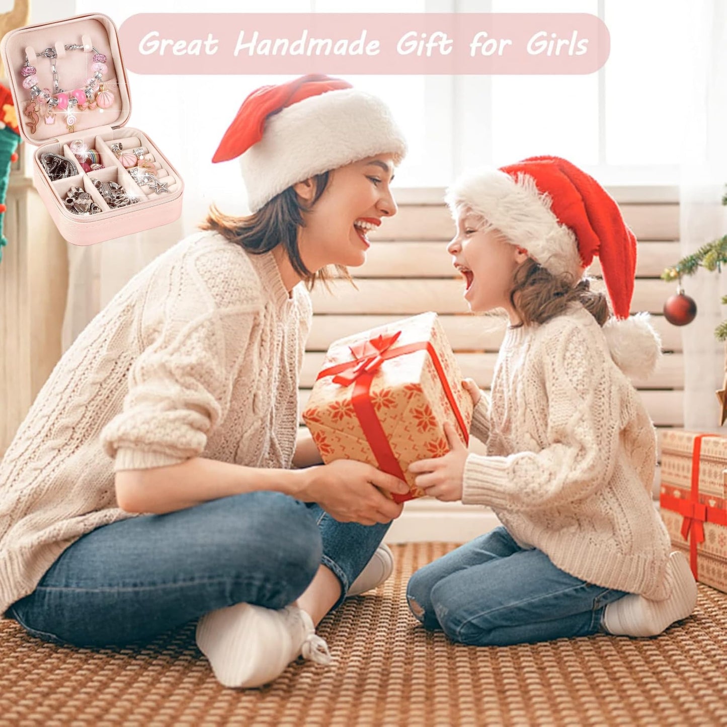 SKY-TOUCH Charm Bracelet Making Kit for Girls, 68pcs DIY Jewelry Making Kits with Box, Gift for Craft Toys Birthday Christmas for Girls Toys Age 6-12