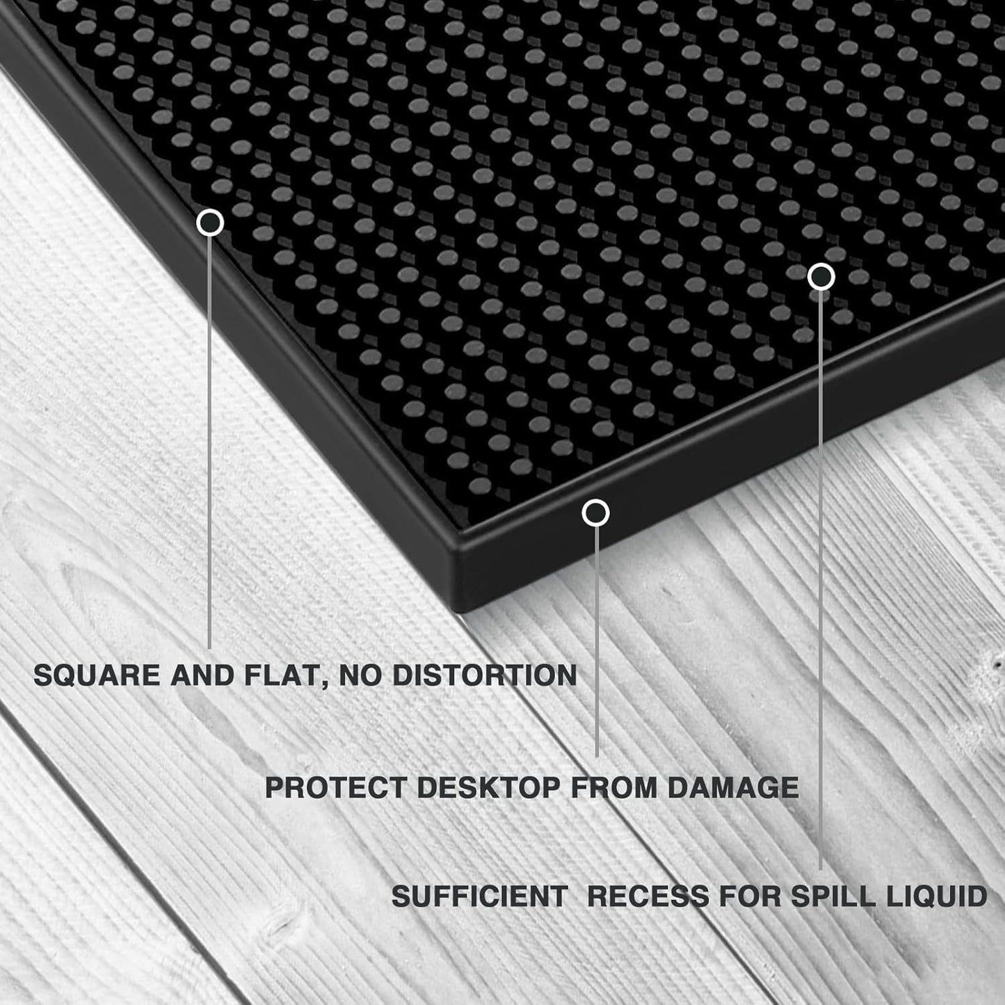 SKY-TOUCH Rubber Bar Mat, Placemats 45 x 30 x 1 cm, Thickened, Drainable, Non-slip, Made Of PVC, Waterproof and Drip-proof. Suitable for Restaurants, Homes, Cafes, and Other Venues