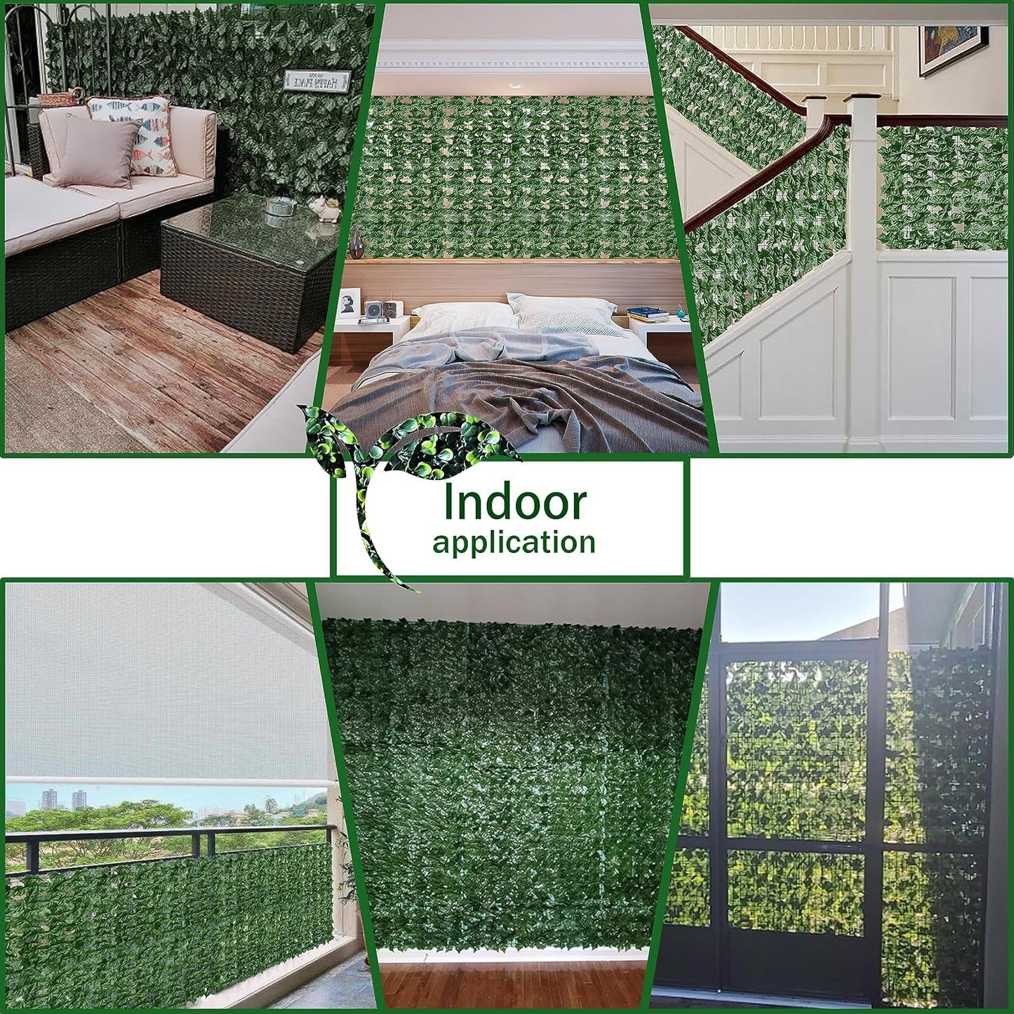 SKY-TOUCH 1x3m Garden Privacy Fence – Artificial Ivy Hedge Roll – Expandable Faux Greenery Screen – Outdoor Garden Decor （Lite Garden Fence）