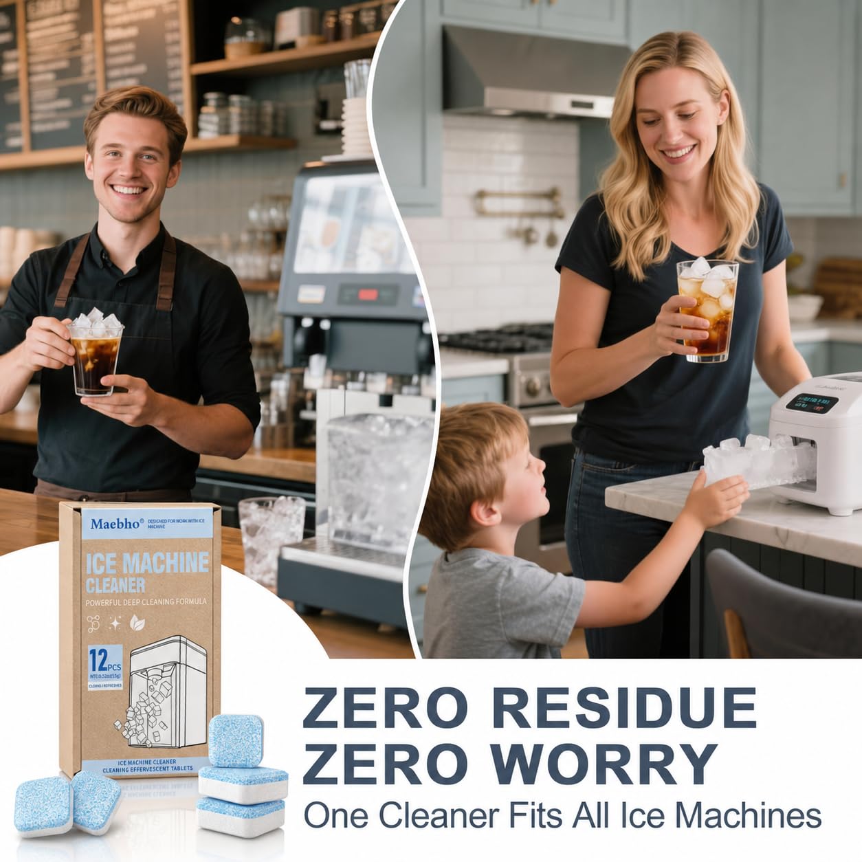 SKY-TOUCH 24 Pack Ice Machine Cleaner Tablets, Descaling Tablets for Countertop Ice Makers, Removes Limescale, Calcium Buildup and Odor, Compatible with Portable Nugget Ice Machines