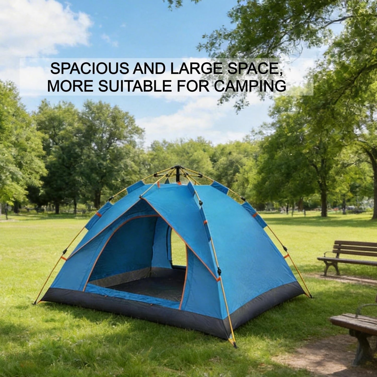 SKY-TOUCH Portable Camping Tent 2-3 Person, 150×200×130cm Lightweight Double Door Tent with Waterproof Fabric, UV Protection, Breathable Mosquito Mesh, Easy Setup Shelter for Camping, Hiking (Blue)