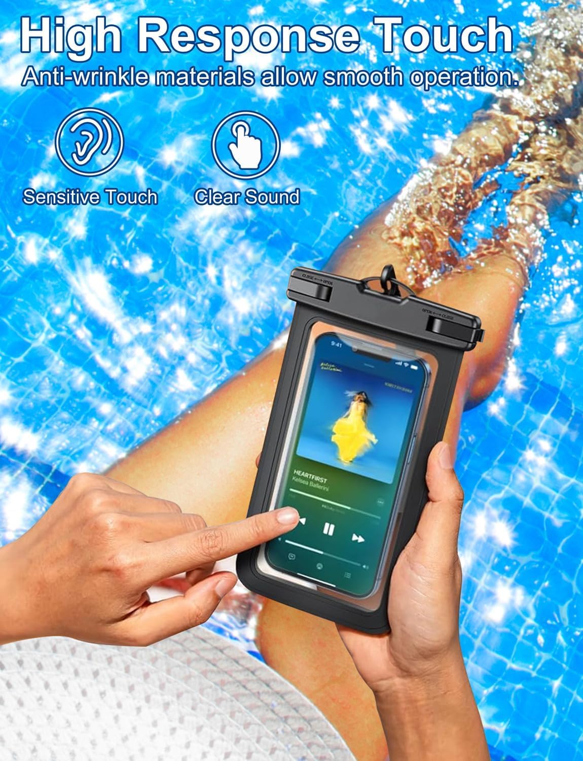 SKY-TOUCH 2PCS Universal Waterproof Phone Pouch Case, IPX8 Cell Phone Dry Bag for iPhone 13 12 11 Pro Max Plus XR X SE, Samsung Galaxy S22 S21 S20 S10 S9 S8, Devices up to 7.0 Inch, Black