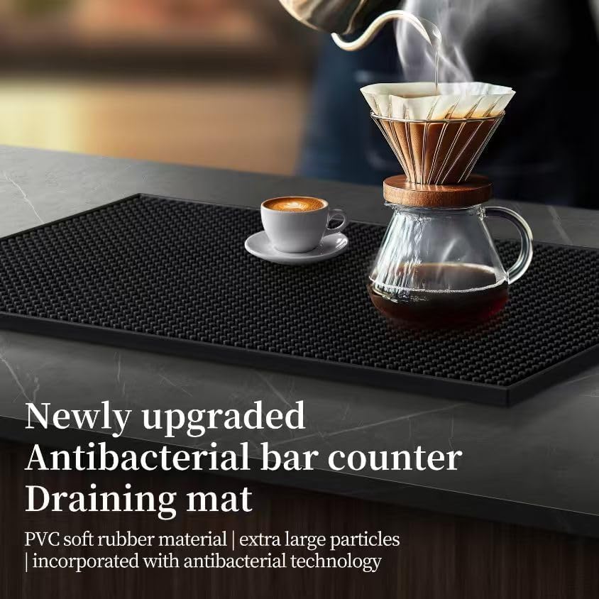 SKY-TOUCH Rubber Bar Mat, Placemats 45 x 30 x 1 cm, Thickened, Drainable, Non-slip, Made Of PVC, Waterproof and Drip-proof. Suitable for Restaurants, Homes, Cafes, and Other Venues